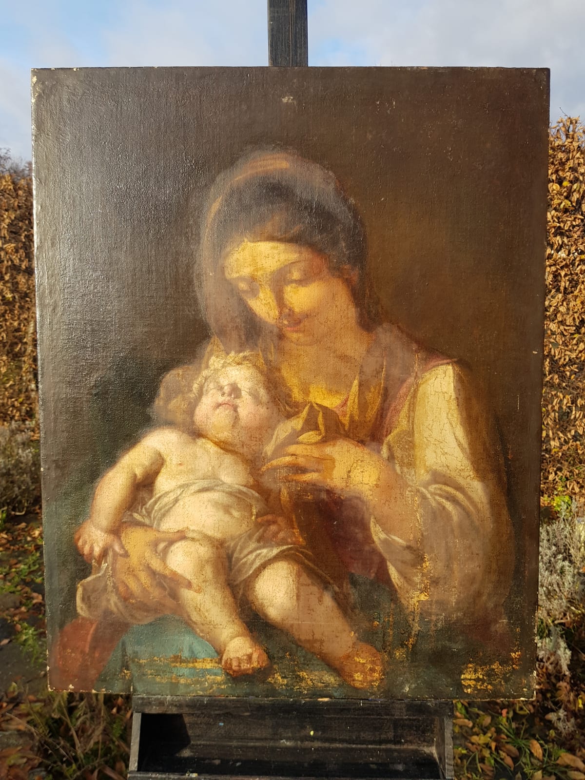 Madonna And Child, Oil On Canvas, Italian School, 17th Century