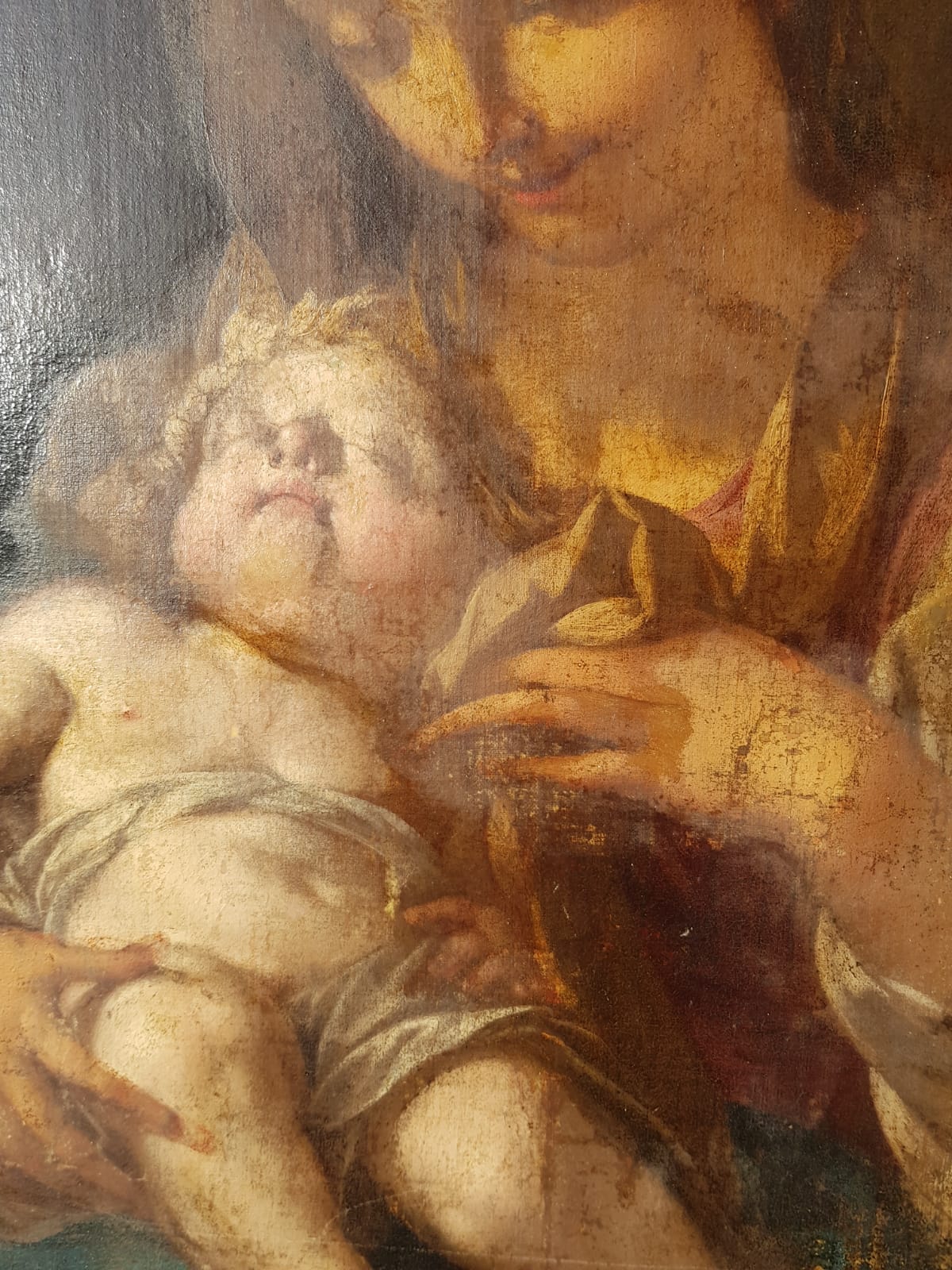 Madonna And Child, Oil On Canvas, Italian School, 17th Century
