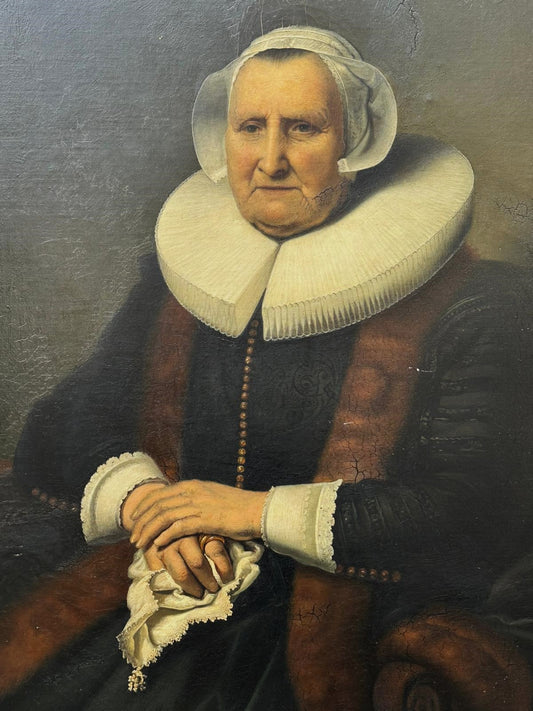 After Ferdinand Bol: A 19th-Century Oil on Canvas, Copy of Portrait of Elisabeth Bas