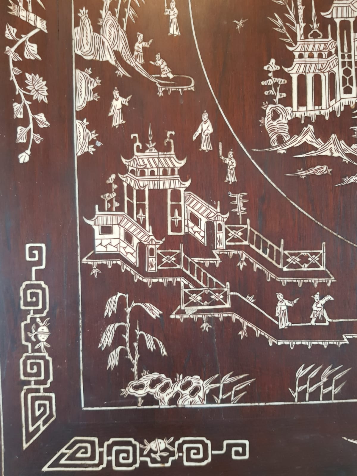 A Qing 19TH CENTURY CHINESE IVORY INLAID TWO TIER TABLE. 63 cm x 65 cm
