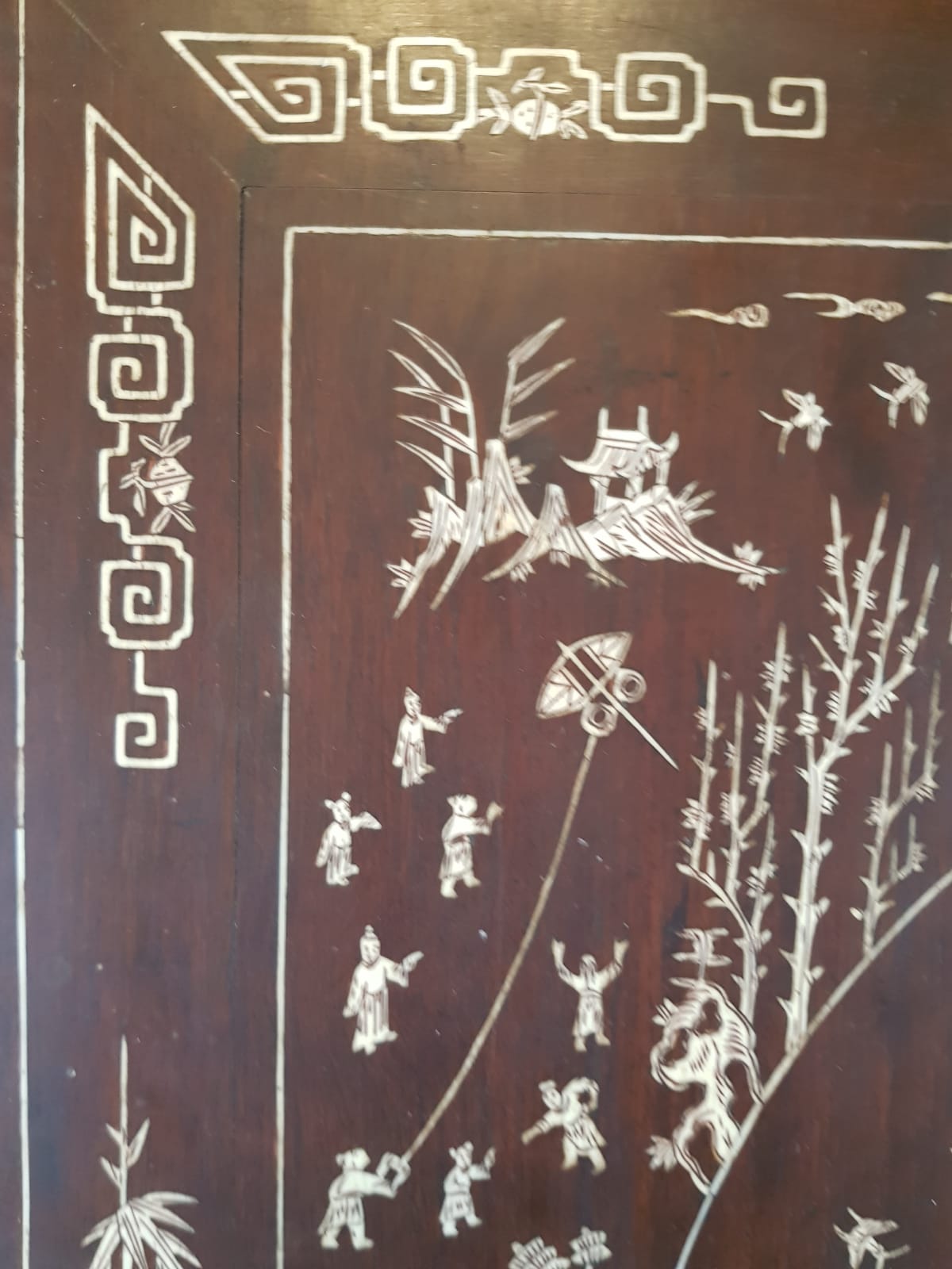 A Qing 19TH CENTURY CHINESE IVORY INLAID TWO TIER TABLE. 63 cm x 65 cm