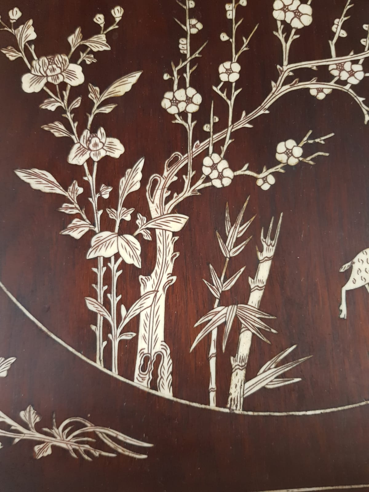 A Qing 19TH CENTURY CHINESE IVORY INLAID TWO TIER TABLE. 63 cm x 65 cm