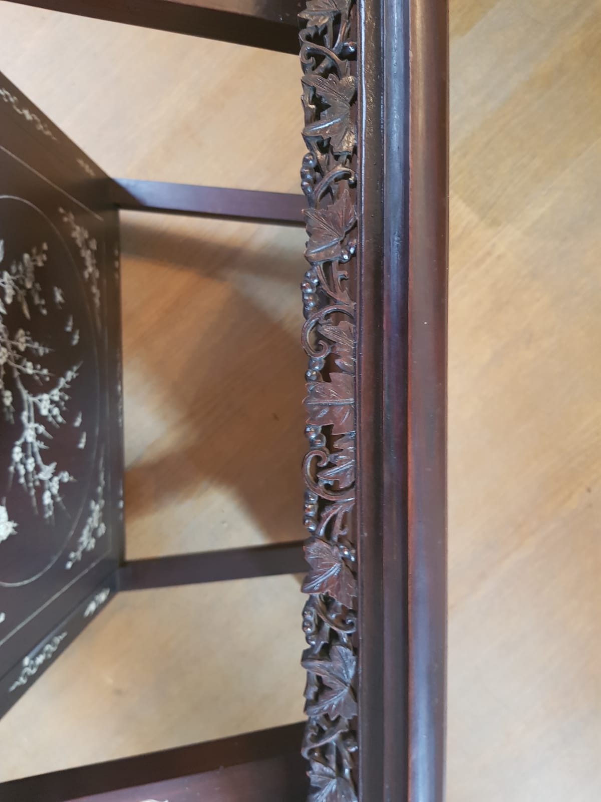 A Qing 19TH CENTURY CHINESE IVORY INLAID TWO TIER TABLE. 63 cm x 65 cm
