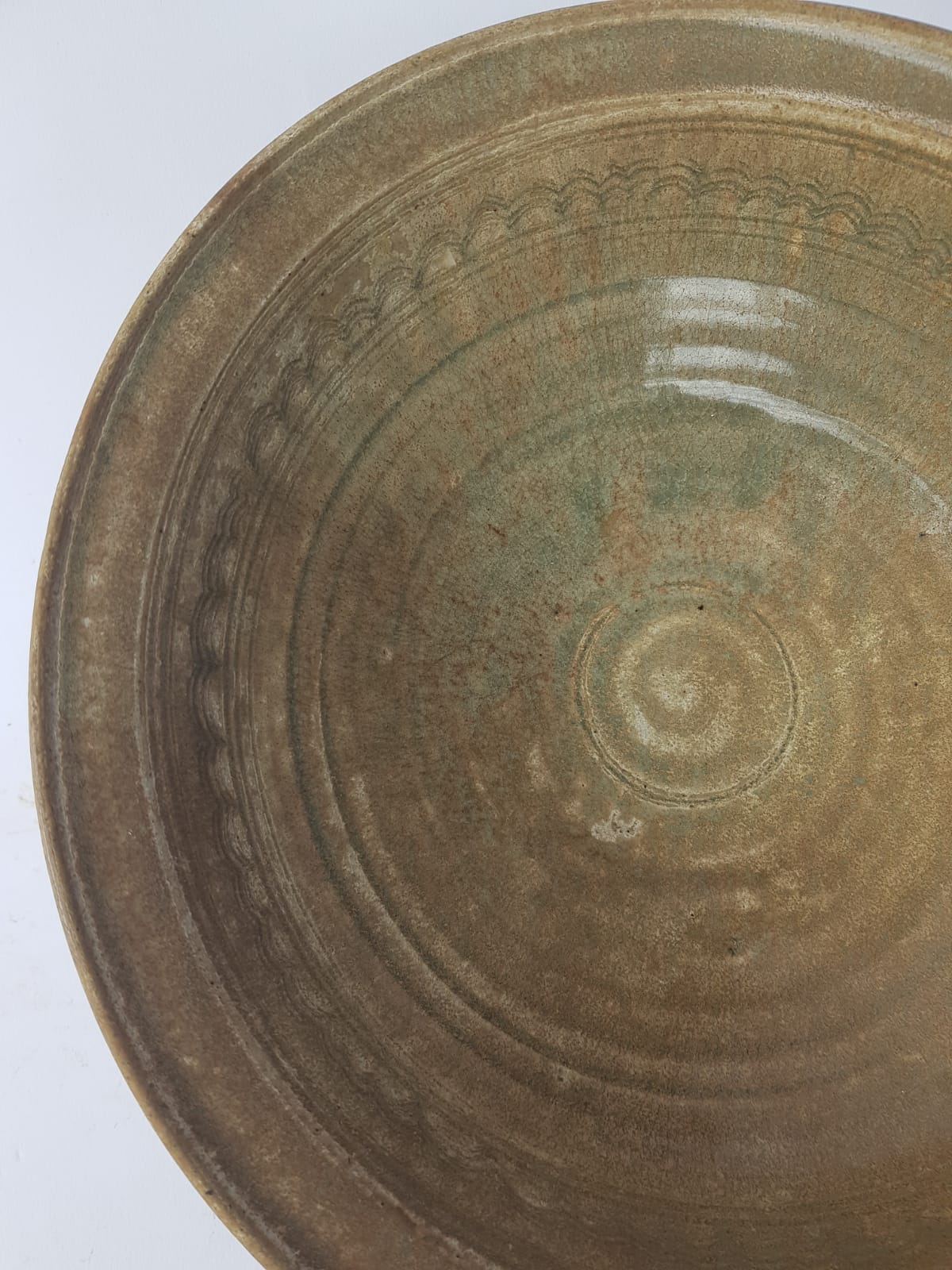 Antique 15th Century Thai Sawankhalok Celadon Bowl – Carved Lotus Design – Sukhothai Era