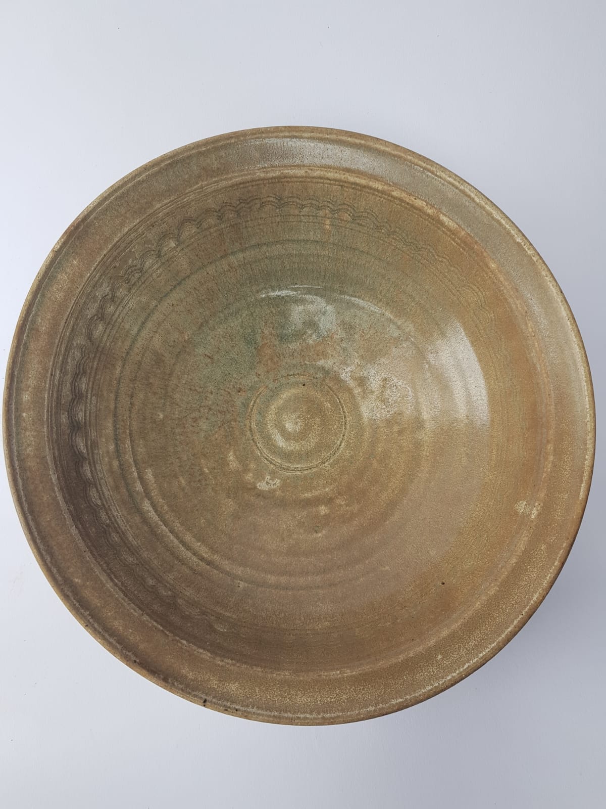 Antique 15th Century Thai Sawankhalok Celadon Bowl – Carved Lotus Design – Sukhothai Era