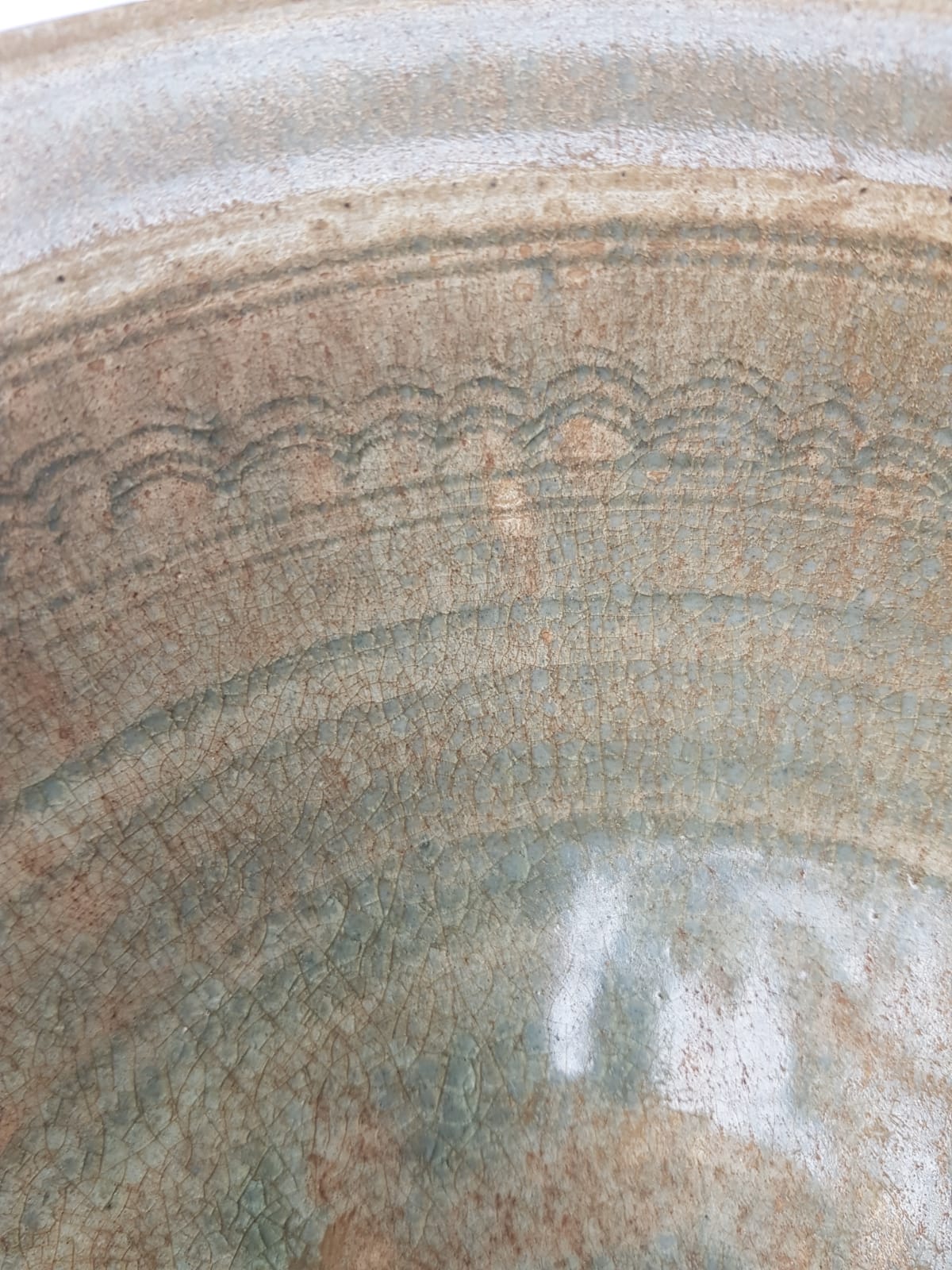 Antique 15th Century Thai Sawankhalok Celadon Bowl – Carved Lotus Design – Sukhothai Era