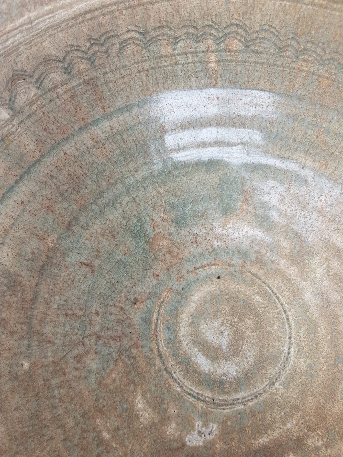 Antique 15th Century Thai Sawankhalok Celadon Bowl – Carved Lotus Design – Sukhothai Era