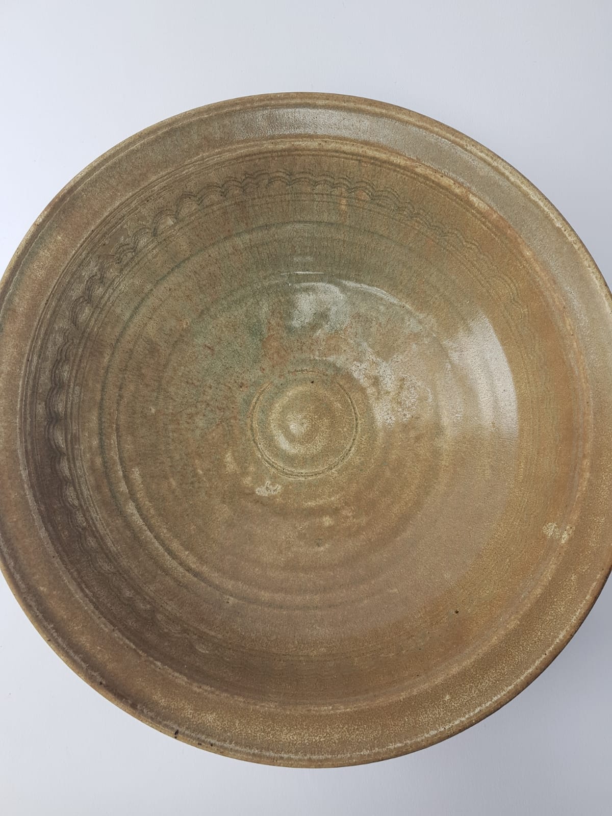 Antique 15th Century Thai Sawankhalok Celadon Bowl – Carved Lotus Design – Sukhothai Era