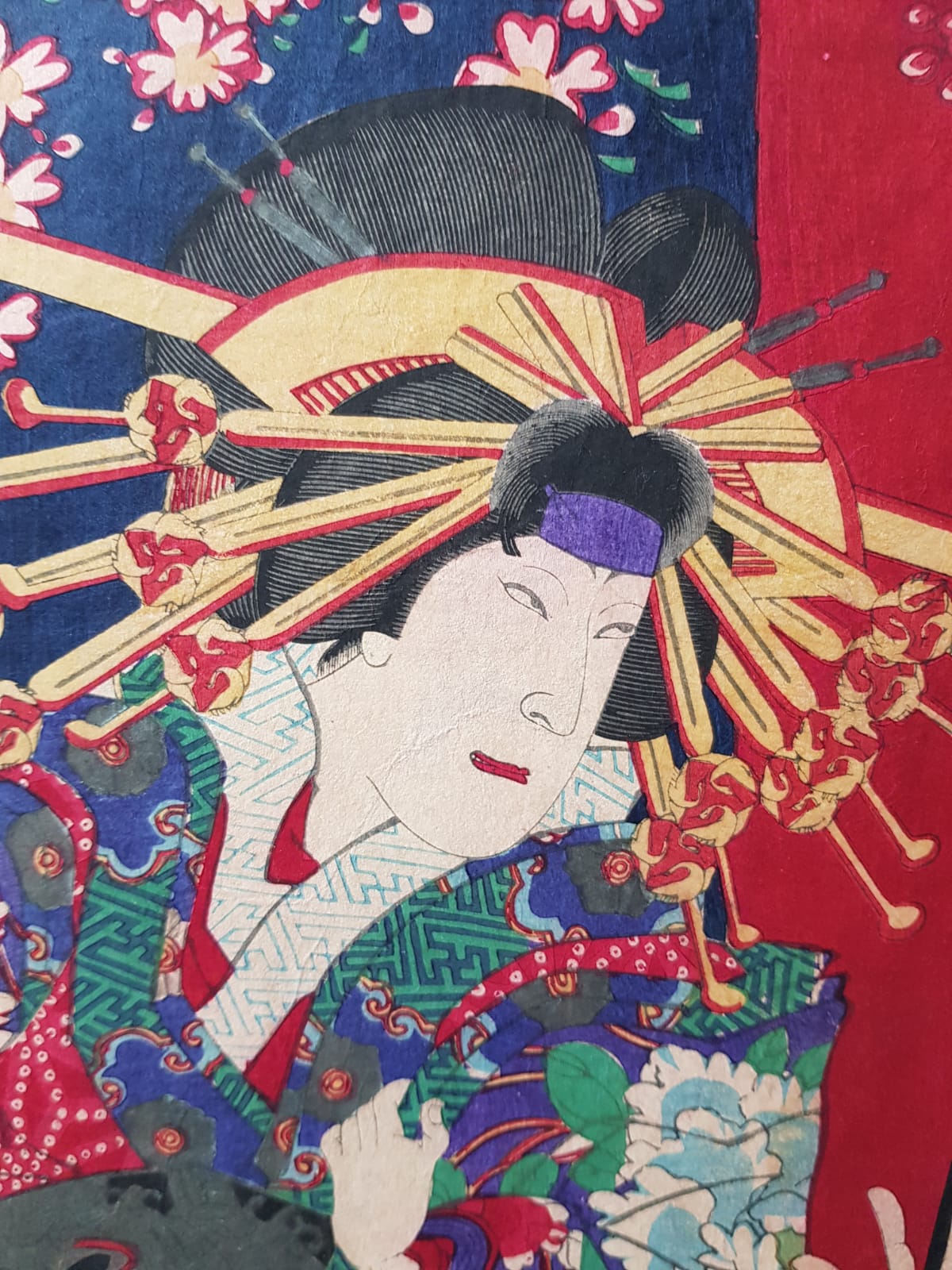 Utagawa Kuniume (1884) Original Japanese Woodblock Print Triptych - Kabuki Play: Sukeroku, Ukiyo-e, Meiji Period