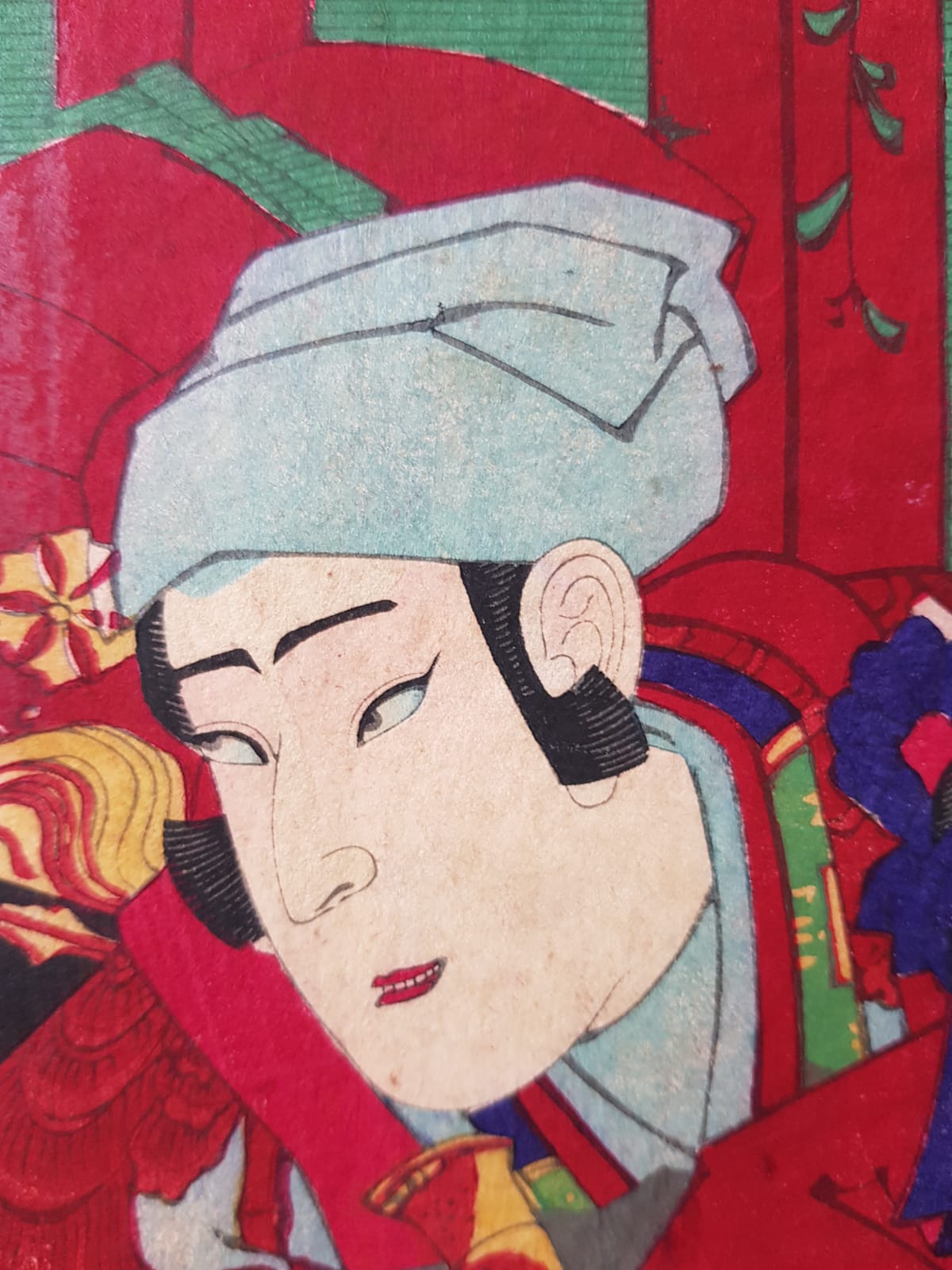 Utagawa Kuniume (1884) Original Japanese Woodblock Print Triptych - Kabuki Play: Sukeroku, Ukiyo-e, Meiji Period