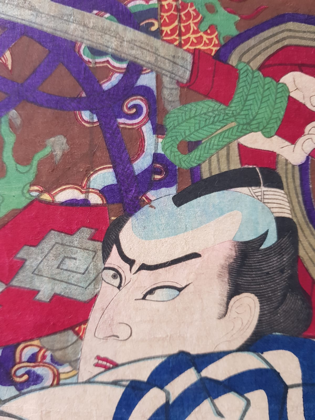 Utagawa Kuniume (1884) Original Japanese Woodblock Print Triptych - Kabuki Play: Sukeroku, Ukiyo-e, Meiji Period