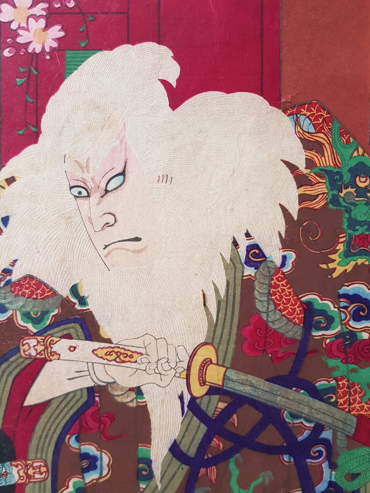 Utagawa Kuniume (1884) Original Japanese Woodblock Print Triptych - Kabuki Play: Sukeroku, Ukiyo-e, Meiji Period