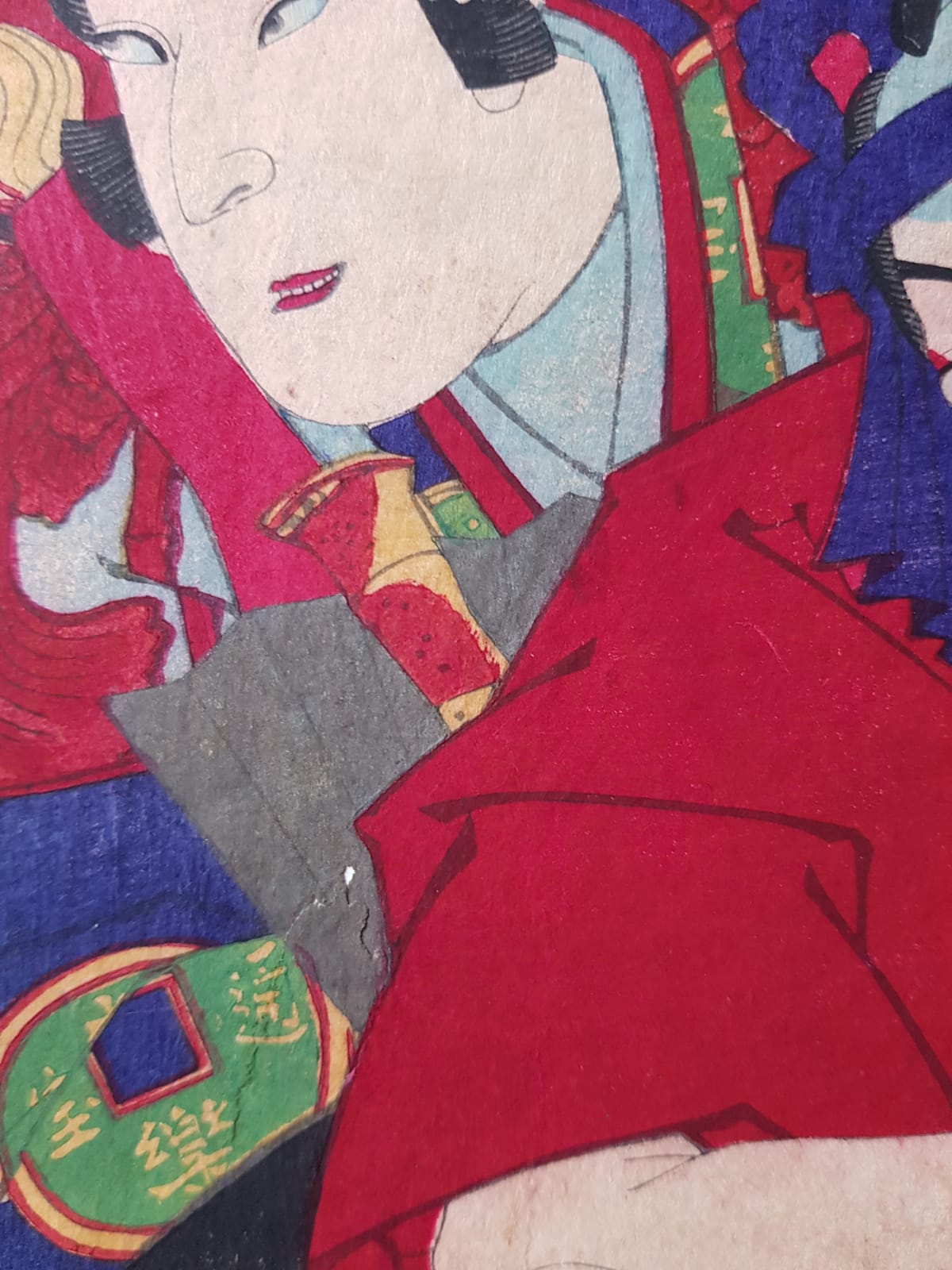 Utagawa Kuniume (1884) Original Japanese Woodblock Print Triptych - Kabuki Play: Sukeroku, Ukiyo-e, Meiji Period