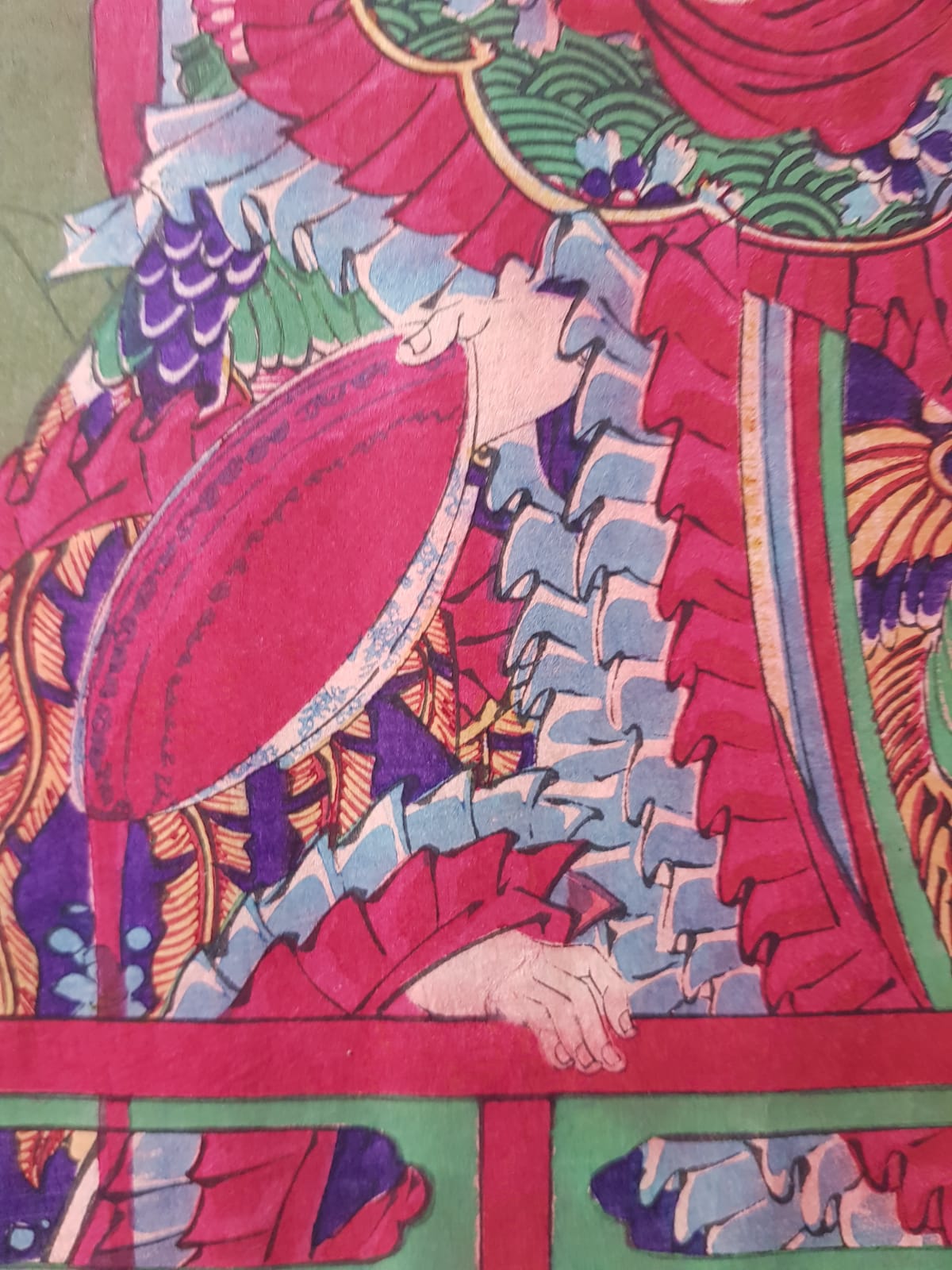 Antique Ukiyo-e Triptych by Toyohara Kunichika: Ichikawa Danjuro IX as Watonai in Kokusen'ya Gassen