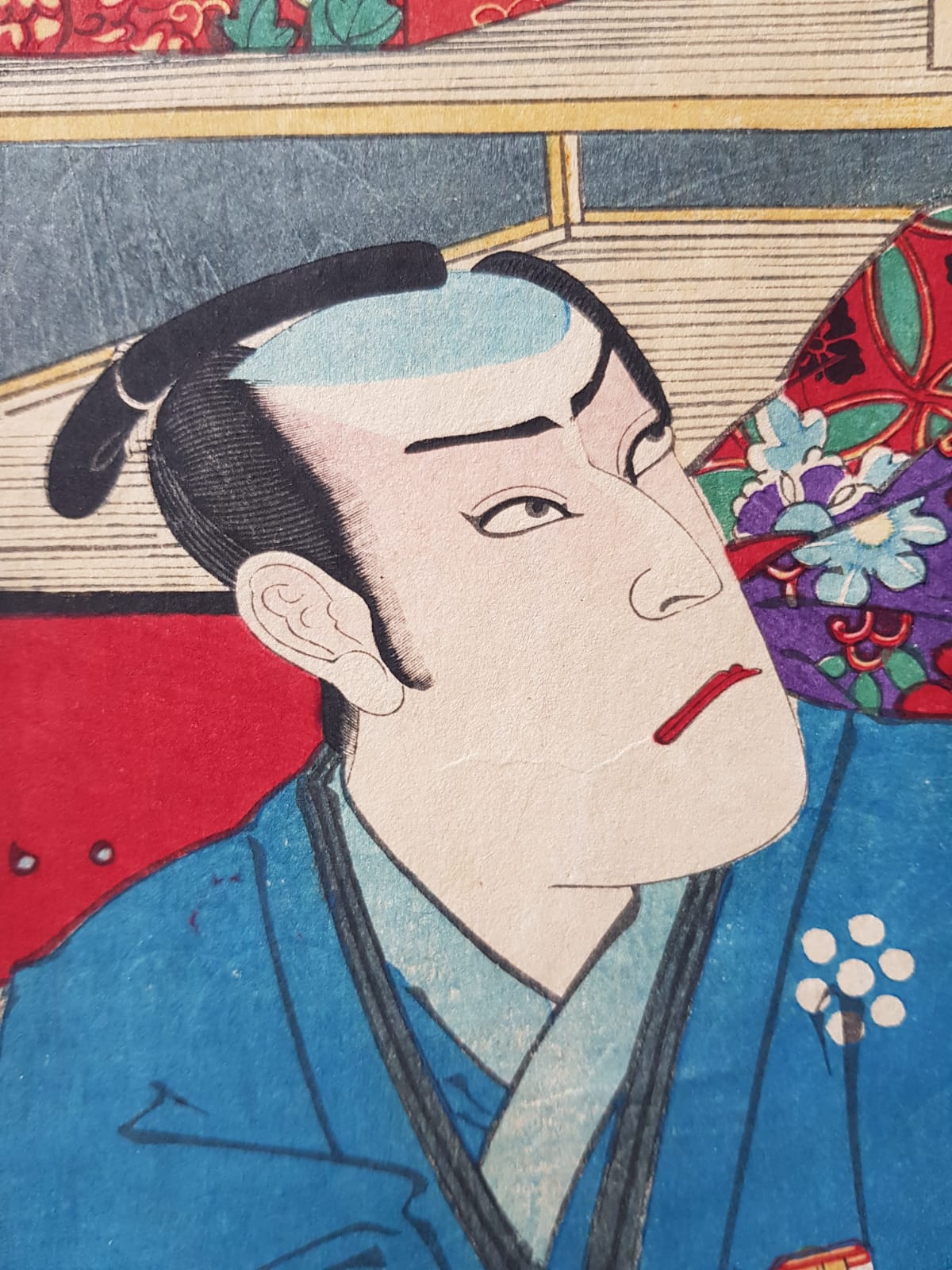 Toyohara Kunichika: Kabuki Play "New Kyogen Gion-machi Geishiya-no-ba" (1875) – Ukiyo-e Triptych, Woodblock, Meji Period
