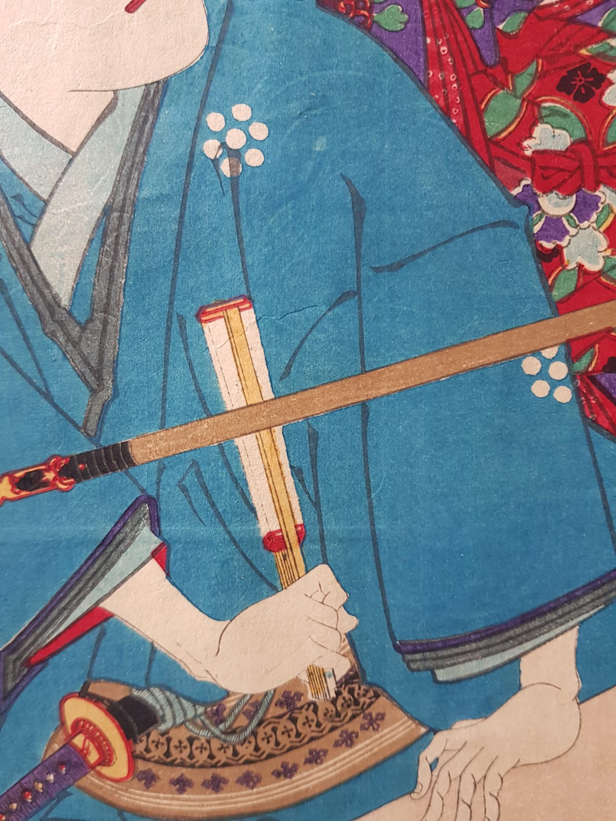 Toyohara Kunichika: Kabuki Play "New Kyogen Gion-machi Geishiya-no-ba" (1875) – Ukiyo-e Triptych, Woodblock, Meji Period