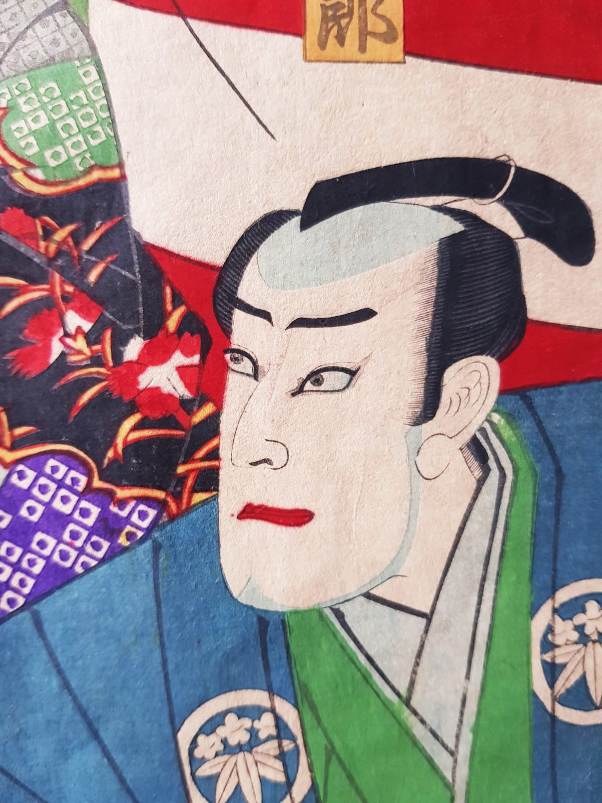 TOYOHARA KUNICHIKA (1835–1900) A Monumental Kabuki Ukiyo-e Triptych: A Scene of Dramatic Conflict beneath the blossoming trees, Japan, Meiji Period