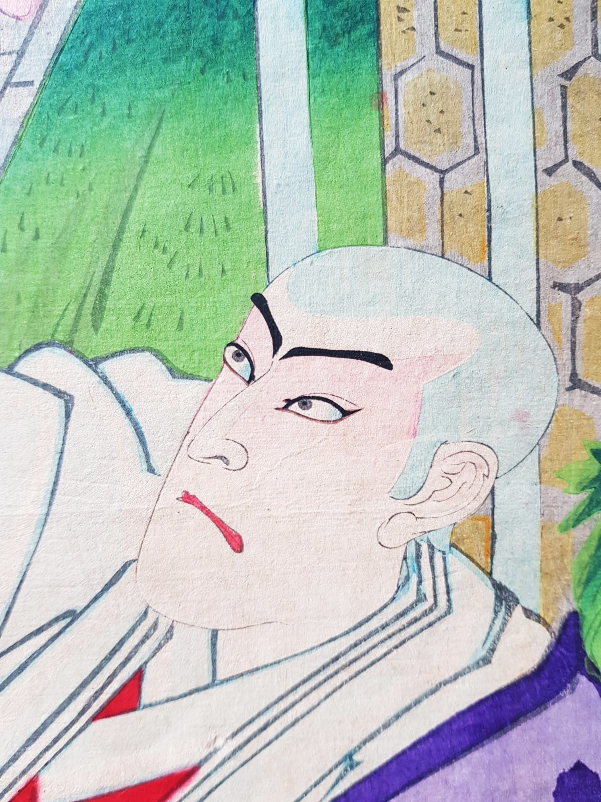 Original 19th Century Ukiyo-e Woodblock Print Triptych - Toyohara Kunichika - Kabuki Scene, Meiji Period