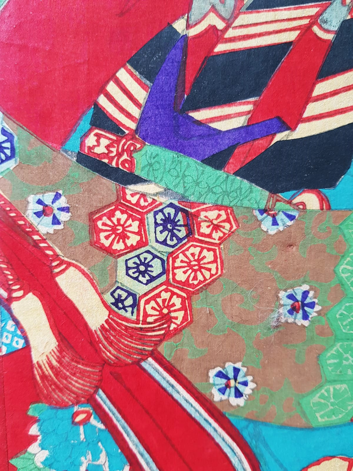 Original 19th Century Ukiyo-e Woodblock Print Triptych - Toyohara Kunichika - Kabuki Scene, Meiji Period