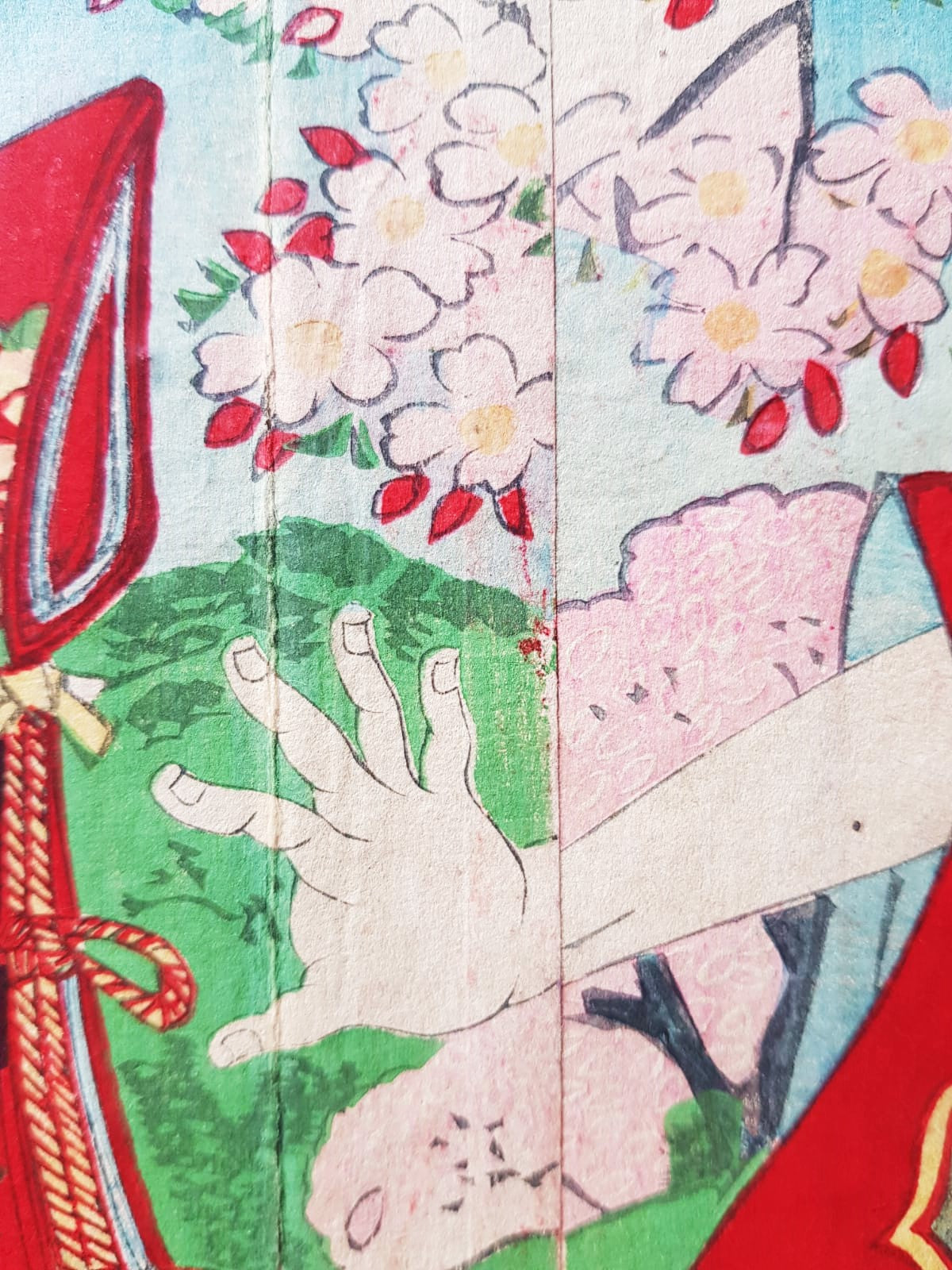 Original 19th Century Ukiyo-e Woodblock Print Triptych - Toyohara Kunichika - Kabuki Scene, Meiji Period