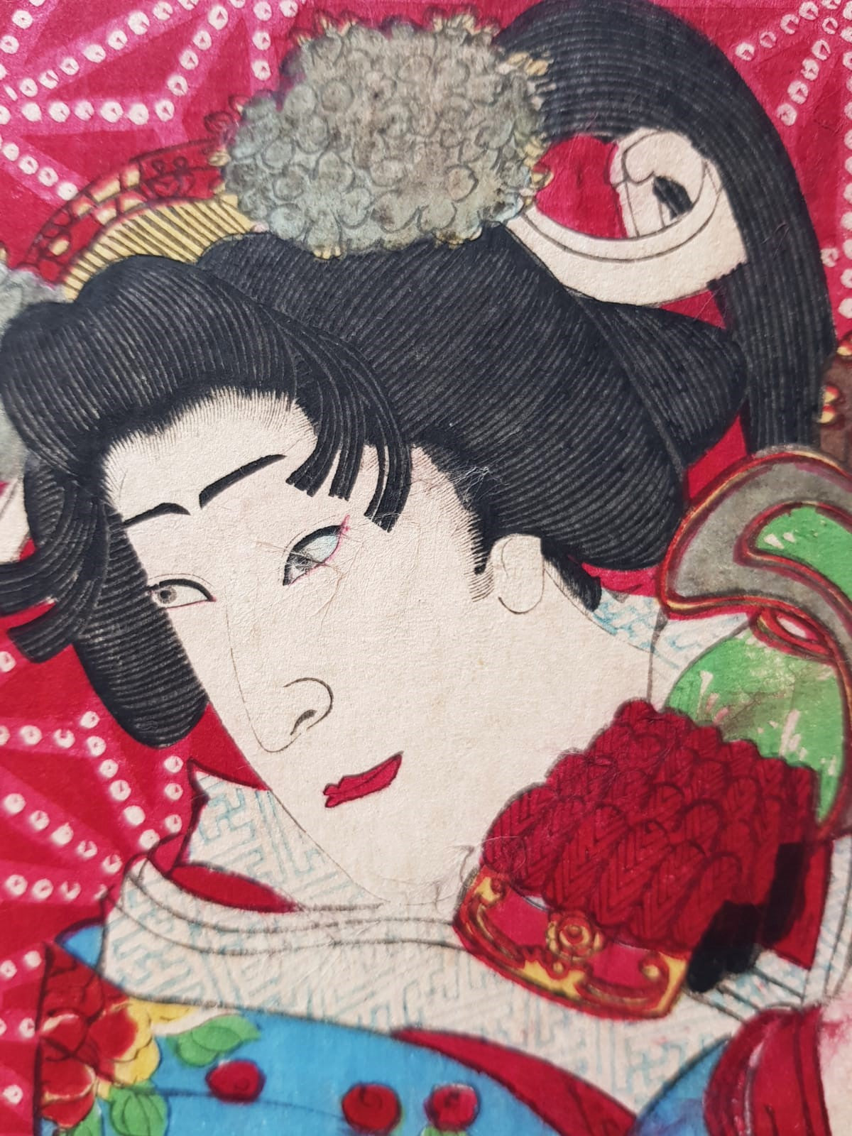 Toyohara Kunichika (1835–1900) - Parody of Six Brave Women Warriors, Triptych, Ukiyo-e 1884 Woodblock, Meji Period