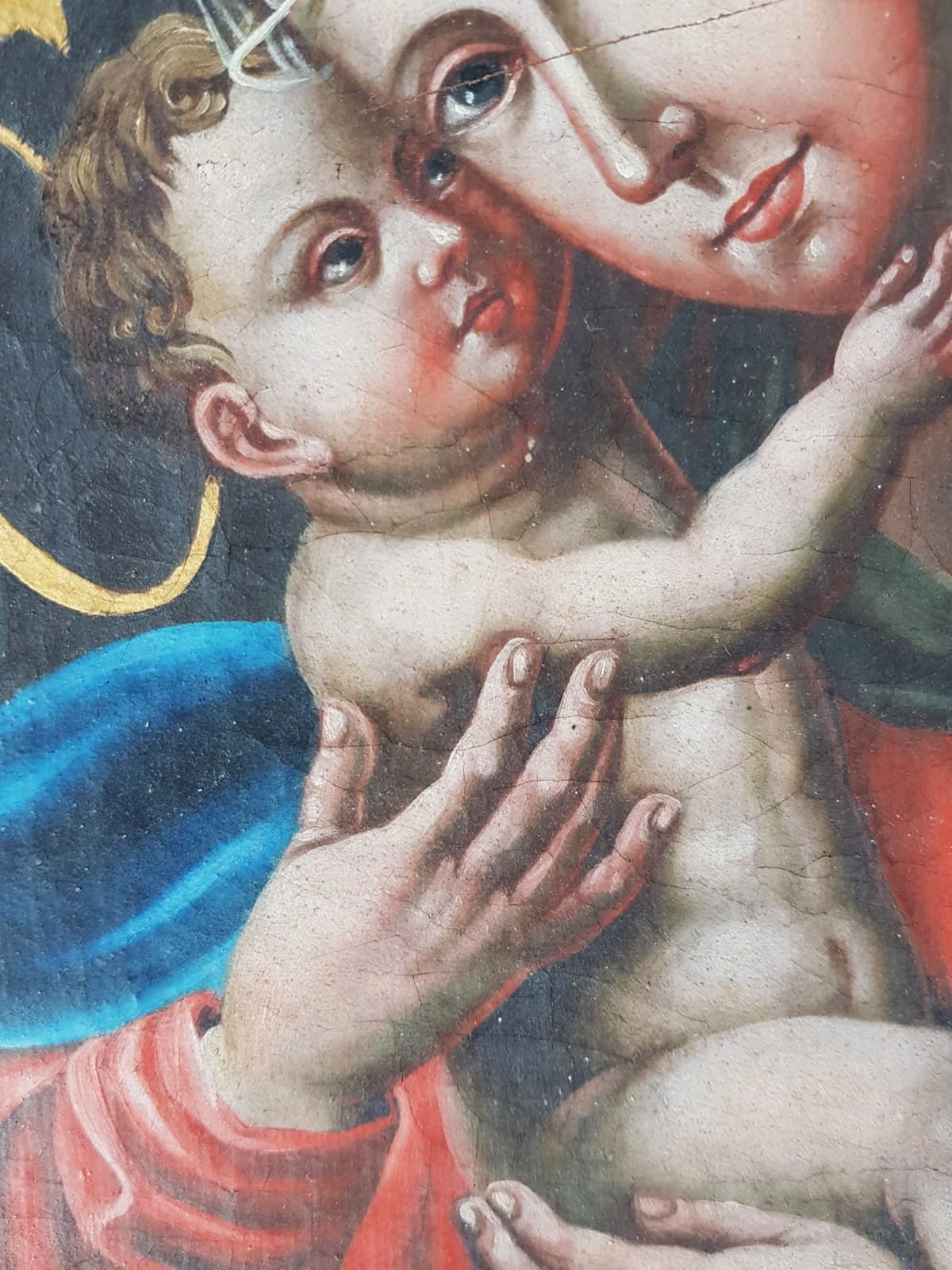 Antique 19th Century Bohemian "Mariahilf" Madonna & Child, after LUcas Cranach, Oil Painting, dated 1837