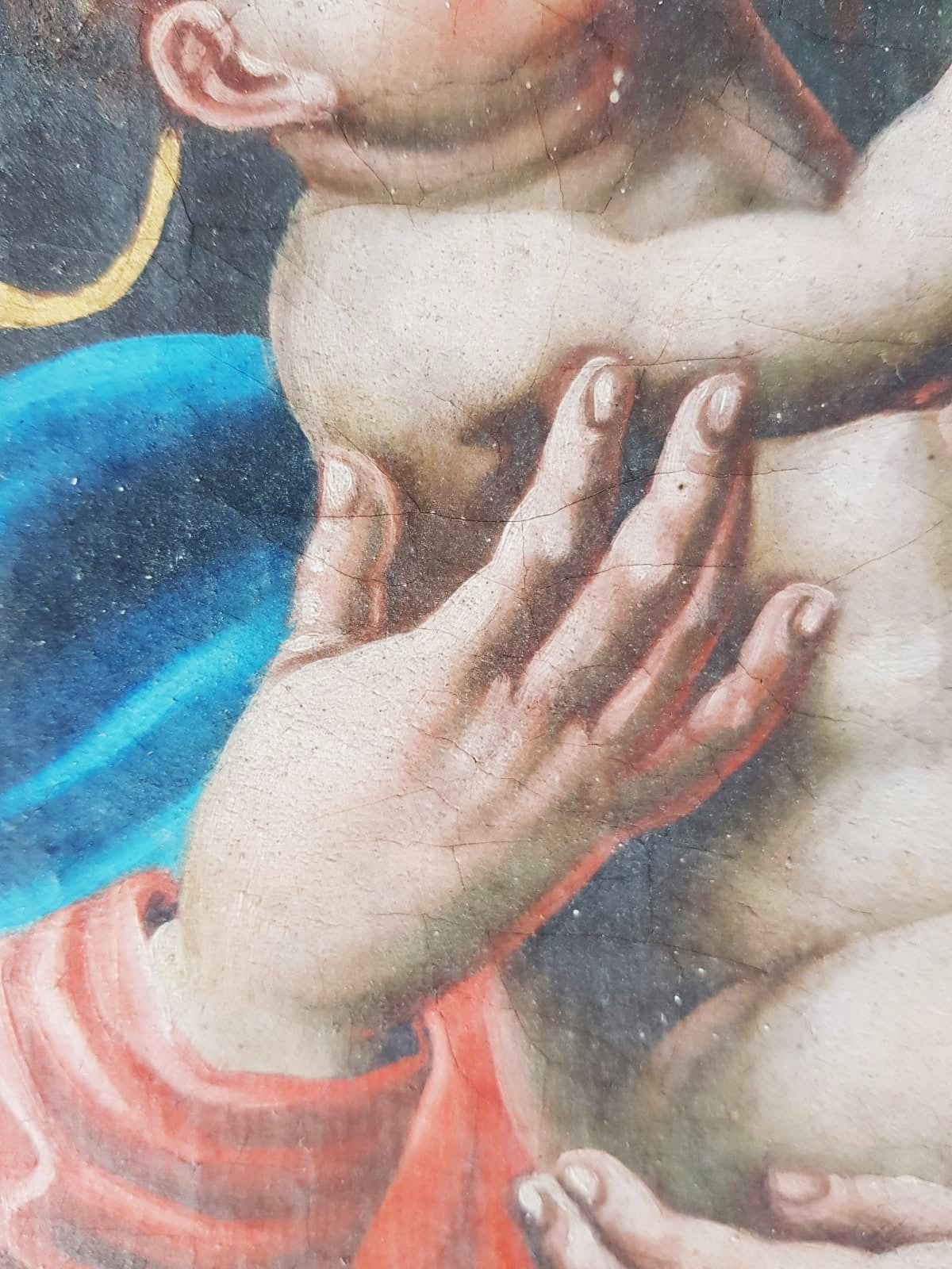 Antique 19th Century Bohemian "Mariahilf" Madonna & Child, after LUcas Cranach, Oil Painting, dated 1837