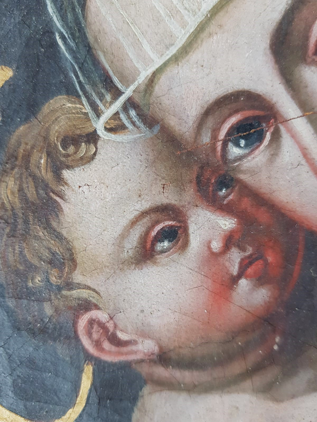 Antique 19th Century Bohemian "Mariahilf" Madonna & Child, after LUcas Cranach, Oil Painting, dated 1837