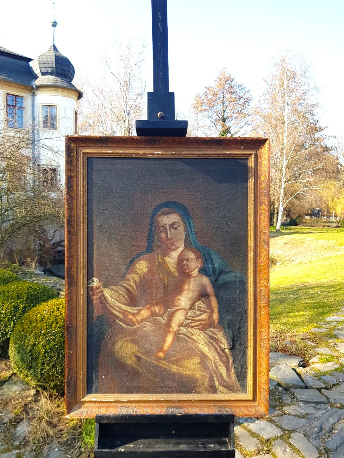 18th Century Bohemian School – "Madonna & Child" Devotional Oil on Canvas