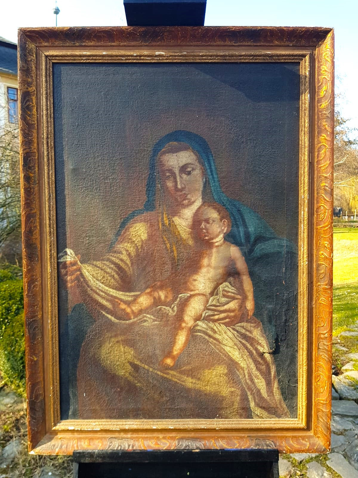 18th Century Bohemian School – "Madonna & Child" Devotional Oil on Canvas