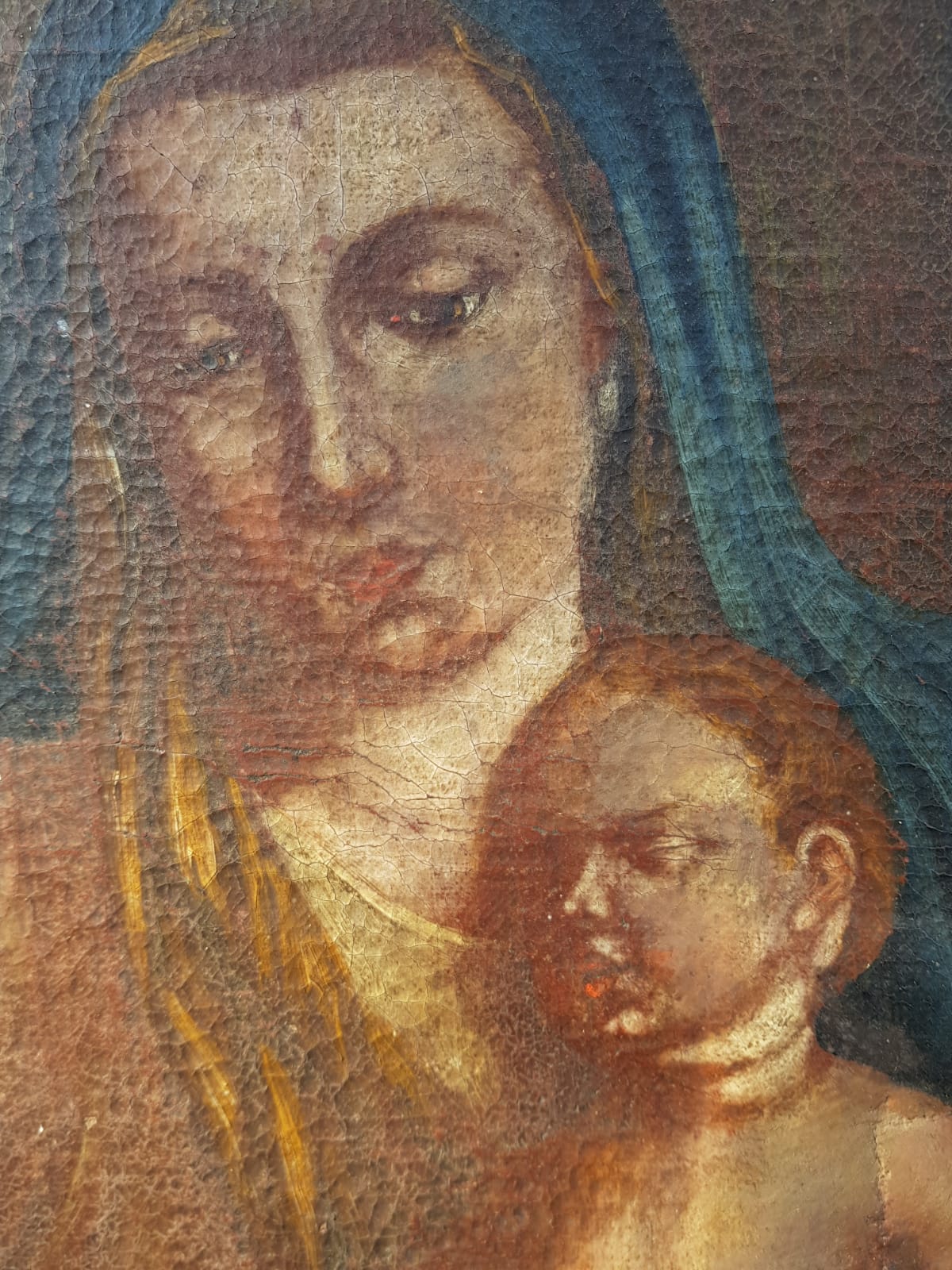 18th Century Bohemian School – "Madonna & Child" Devotional Oil on Canvas