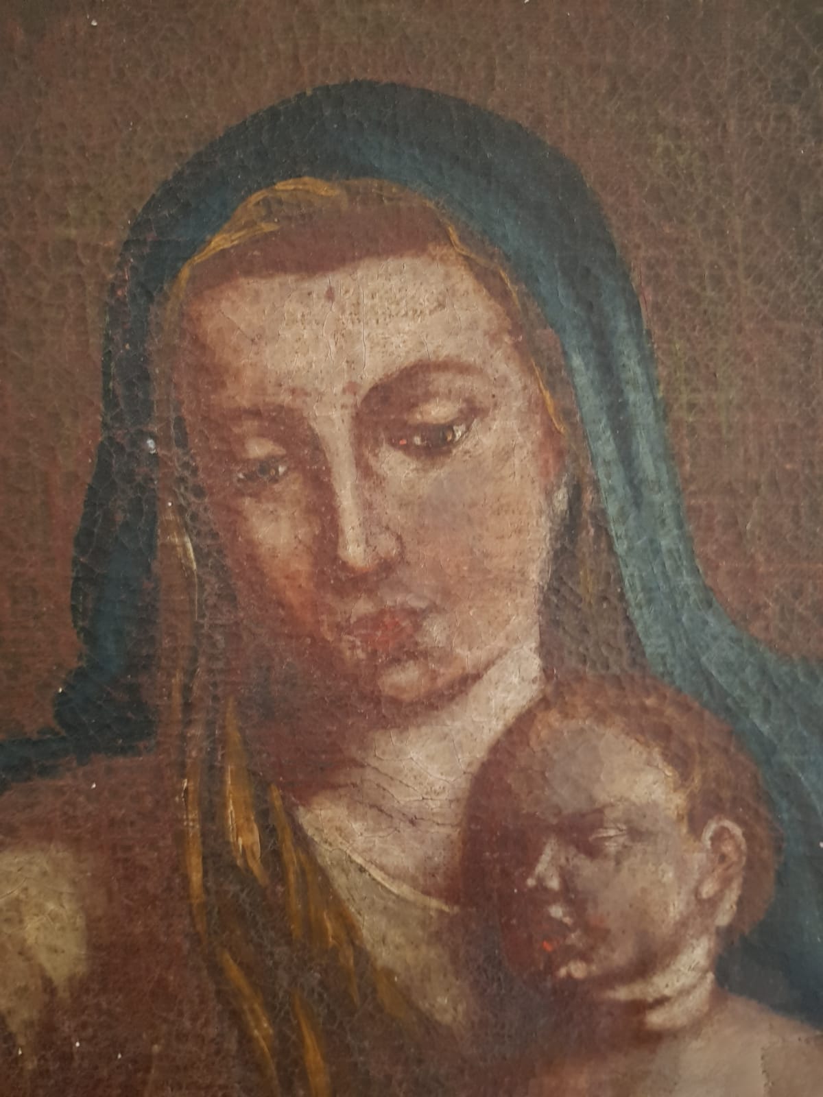 18th Century Bohemian School – "Madonna & Child" Devotional Oil on Canvas