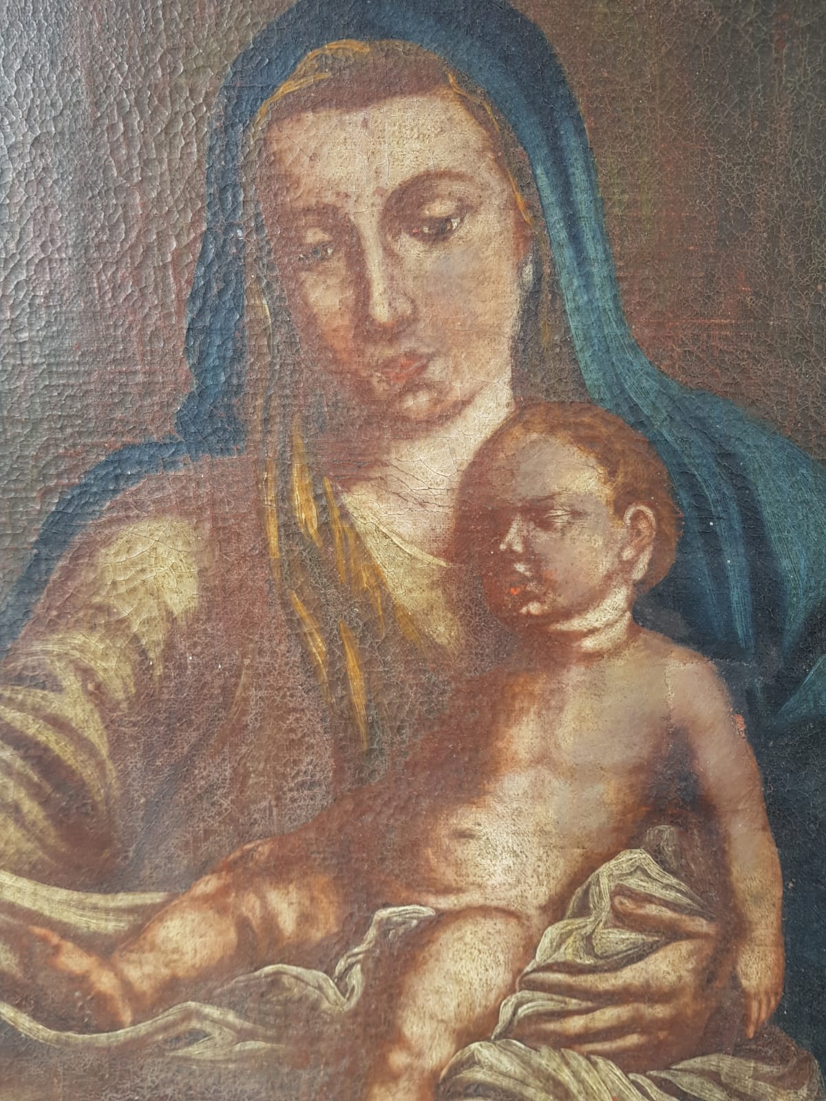 18th Century Bohemian School – "Madonna & Child" Devotional Oil on Canvas