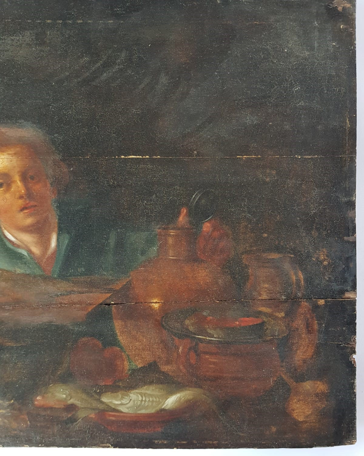 Dutch school (XVIII), manner of Willem van Mieris - Genre Scene with Fishmonger
