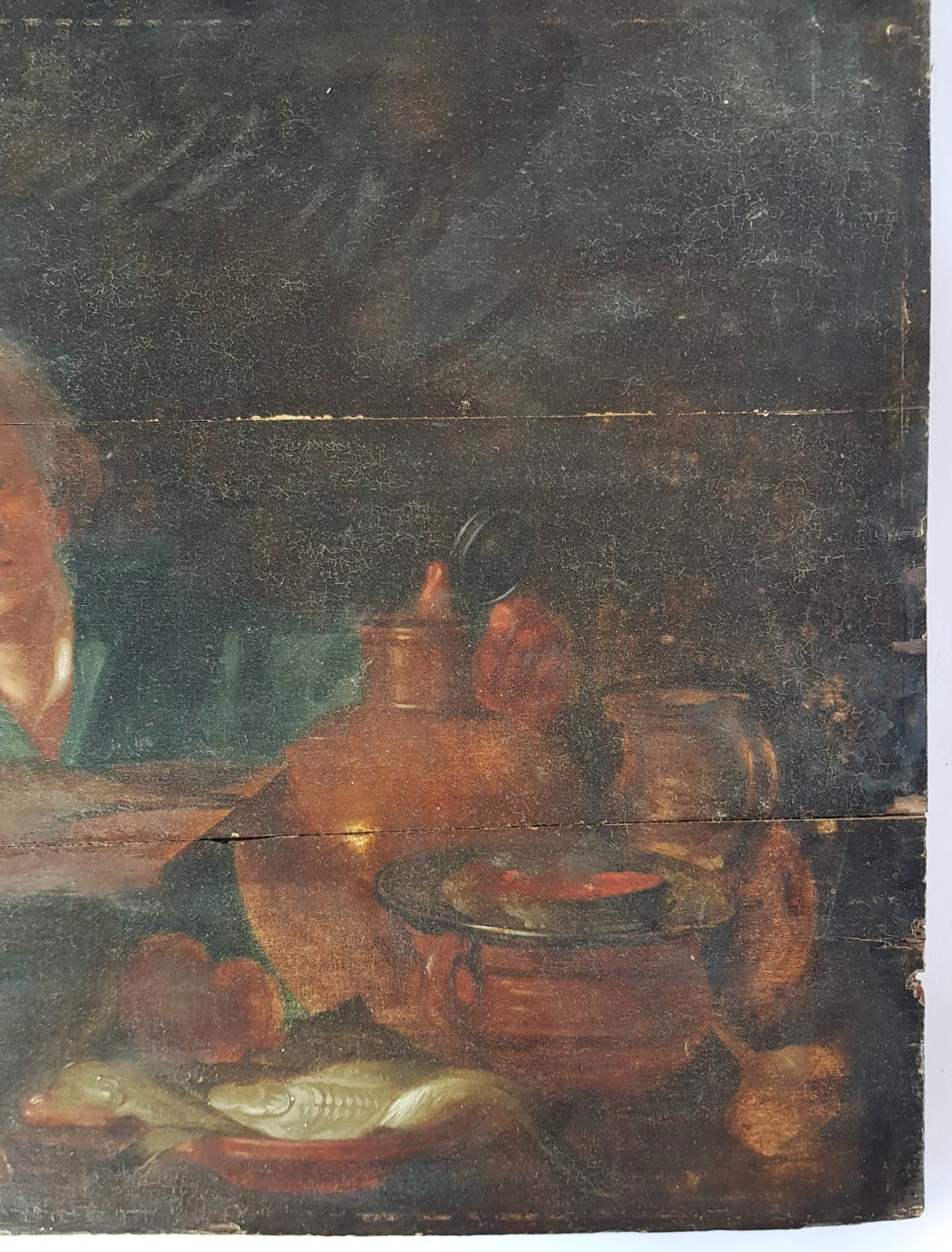 Dutch school (XVIII), manner of Willem van Mieris - Genre Scene with Fishmonger