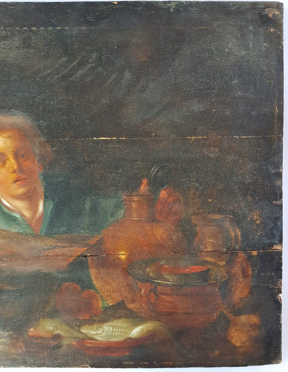 Dutch school (XVIII), manner of Willem van Mieris - Genre Scene with Fishmonger
