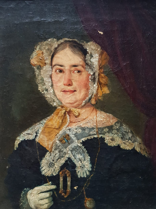 Portrait of Juana de Díaz y de Collar" – 19th Century, Spanish School, Oil on Canvas