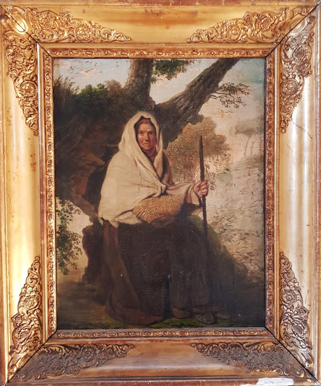 "The Peasant Girl" – Oil on Canvas after Giacomo Ceruti by P. Valeriani, Italian School, 19th Century