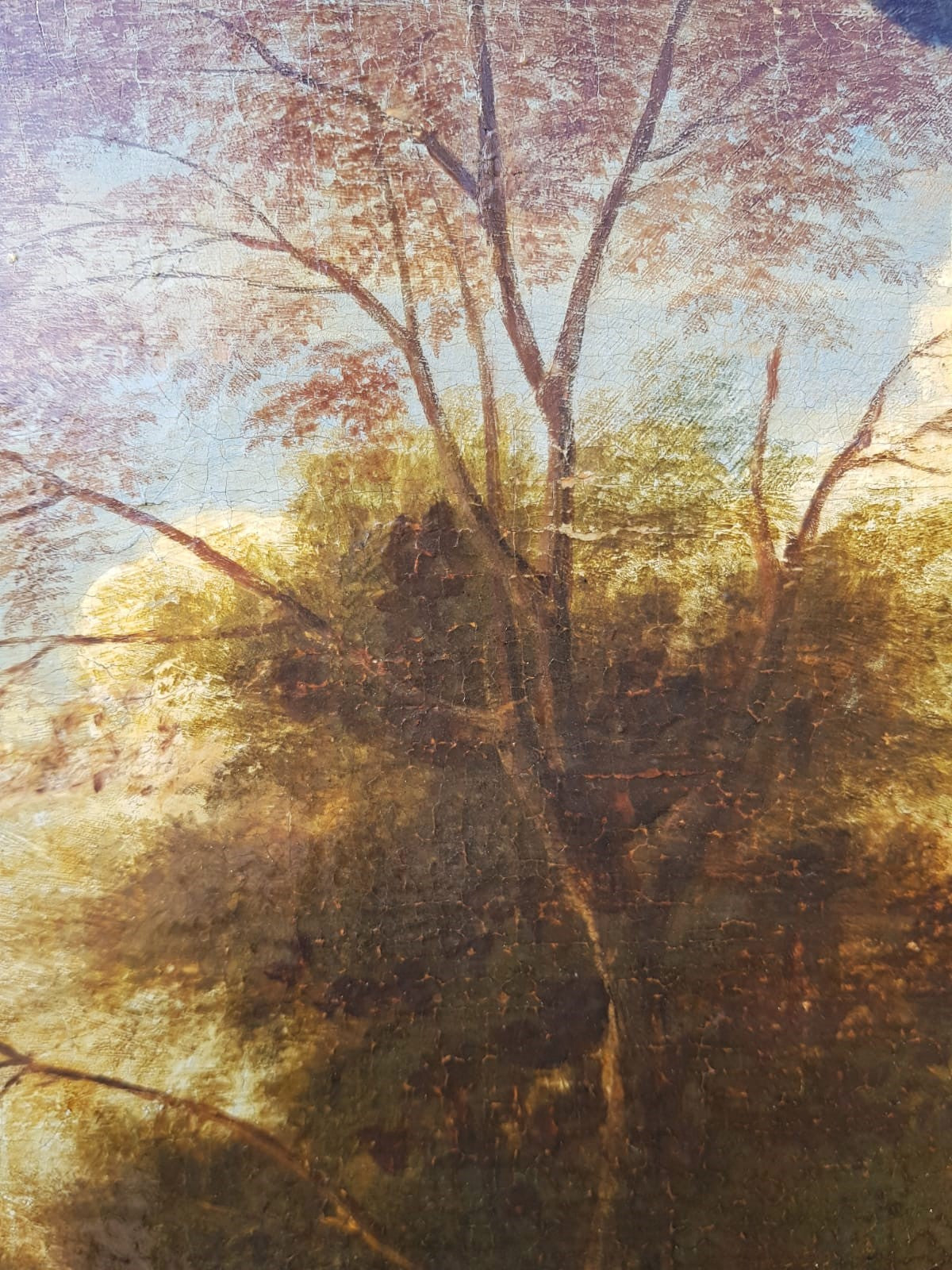 Antique Dutch Landscape Oil Painting: Village Inn at Sunset with Figures and Horses, 18th Century