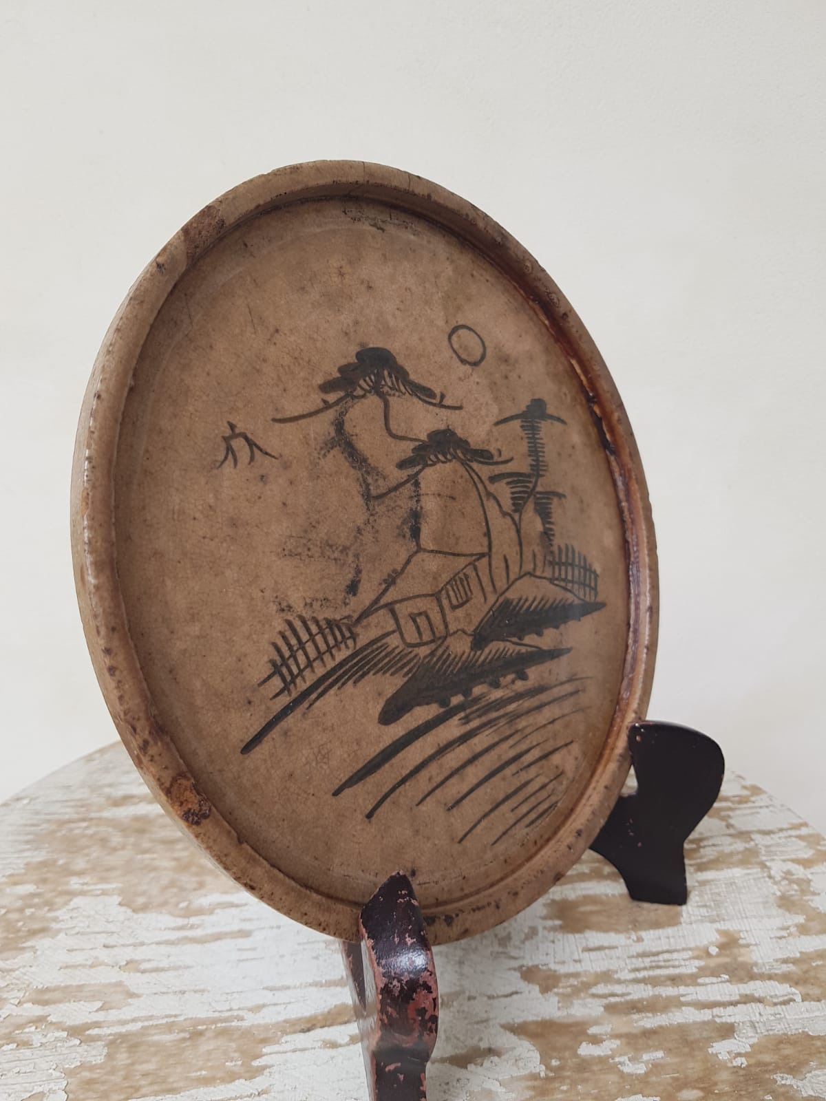 Antique Japanese Seto Ware "Andon-zara" (Oil Plate) – Edo Period (19th Century)