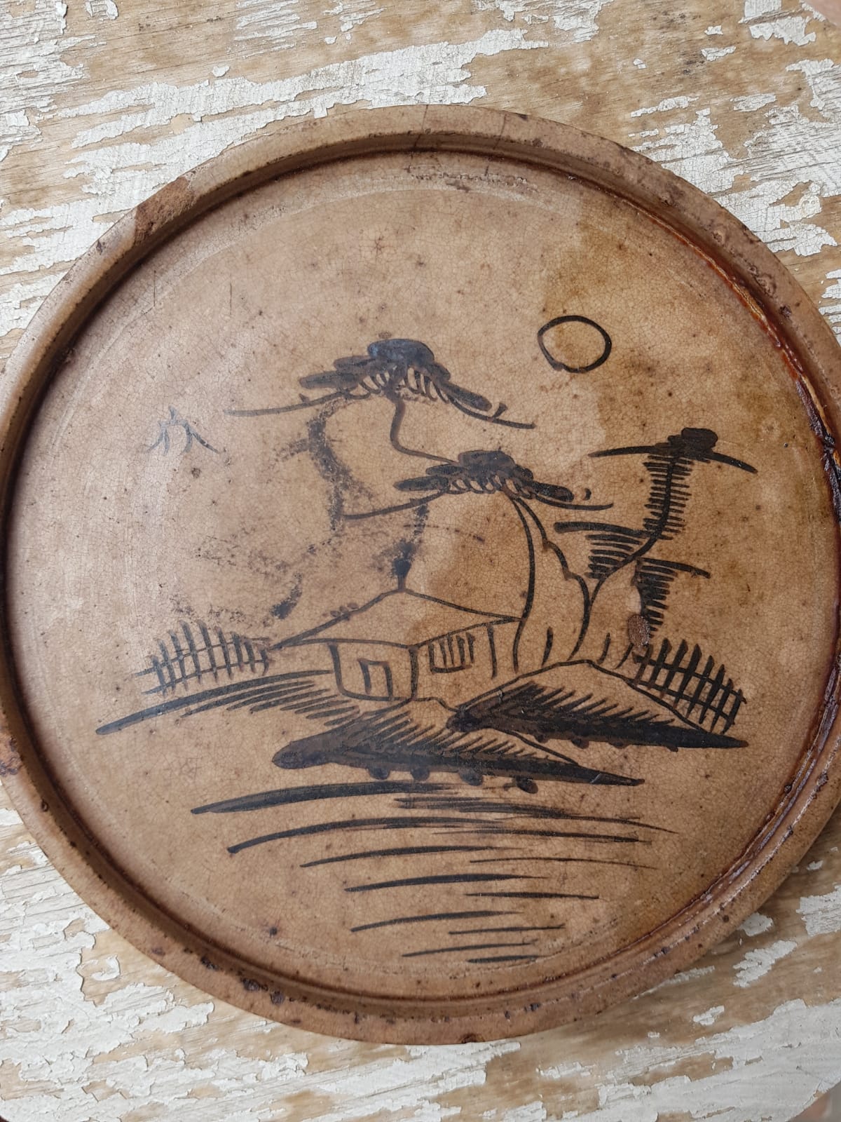 Antique Japanese Seto Ware "Andon-zara" (Oil Plate) – Edo Period (19th Century)