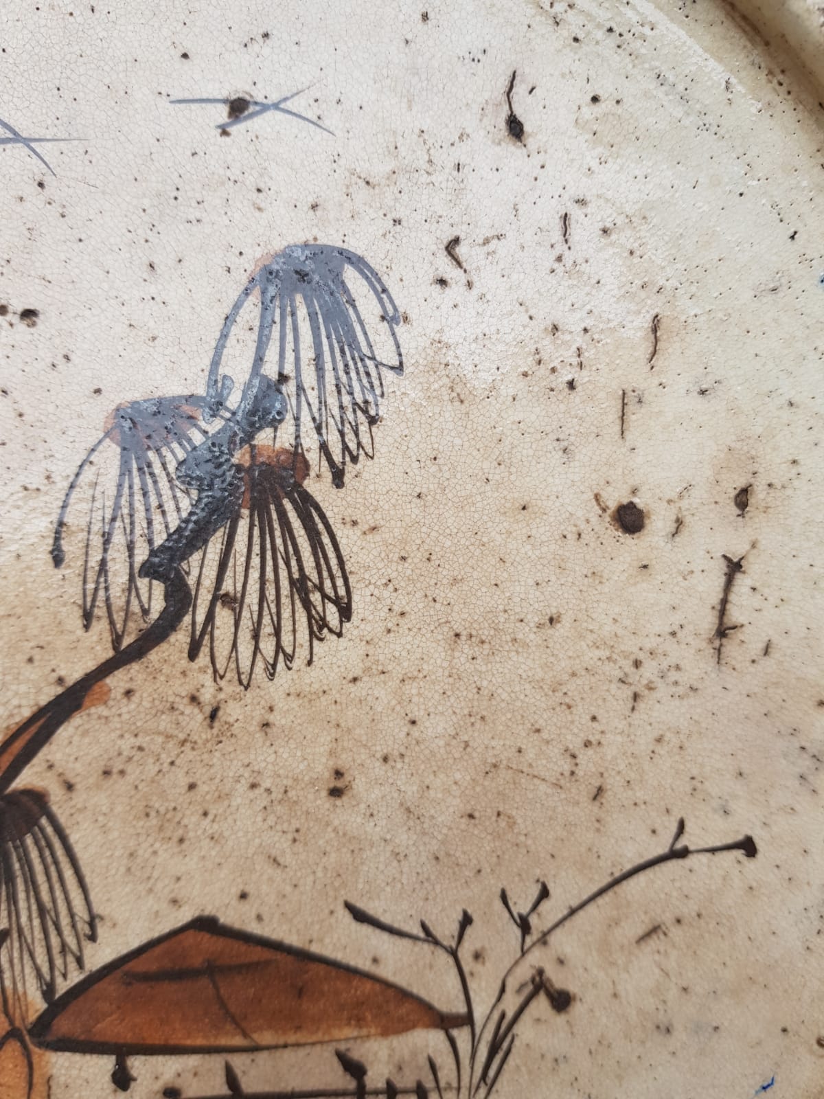 Antique Japanese Edo Period Seto Ware "Andon-zara" Landscape Oil Plate