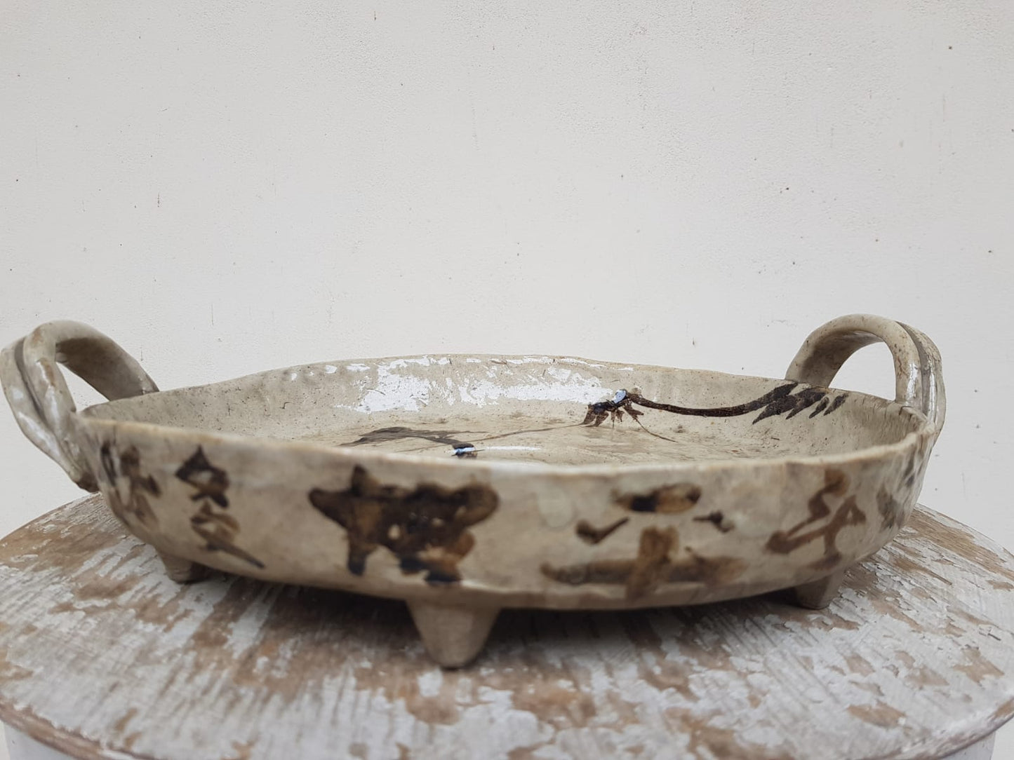 Vintage Japanese E-Karatsu Footed "Andon-zara" Serving Tray