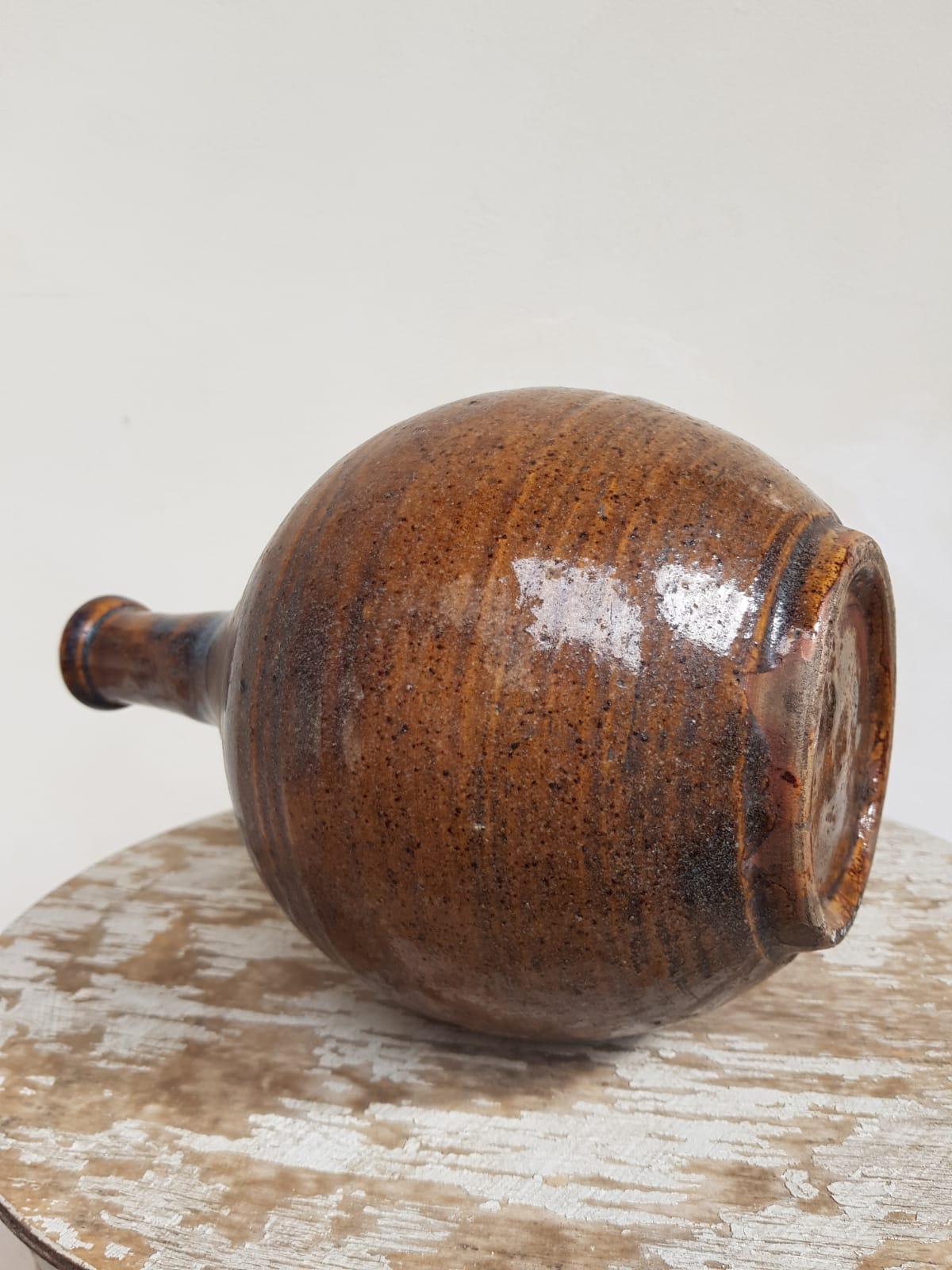 Vintage Japanese Bizen Ware Tokkuri Sake Bottle - Rustic Earthy Drip Glaze - Wabi-Sabi Studio Pottery