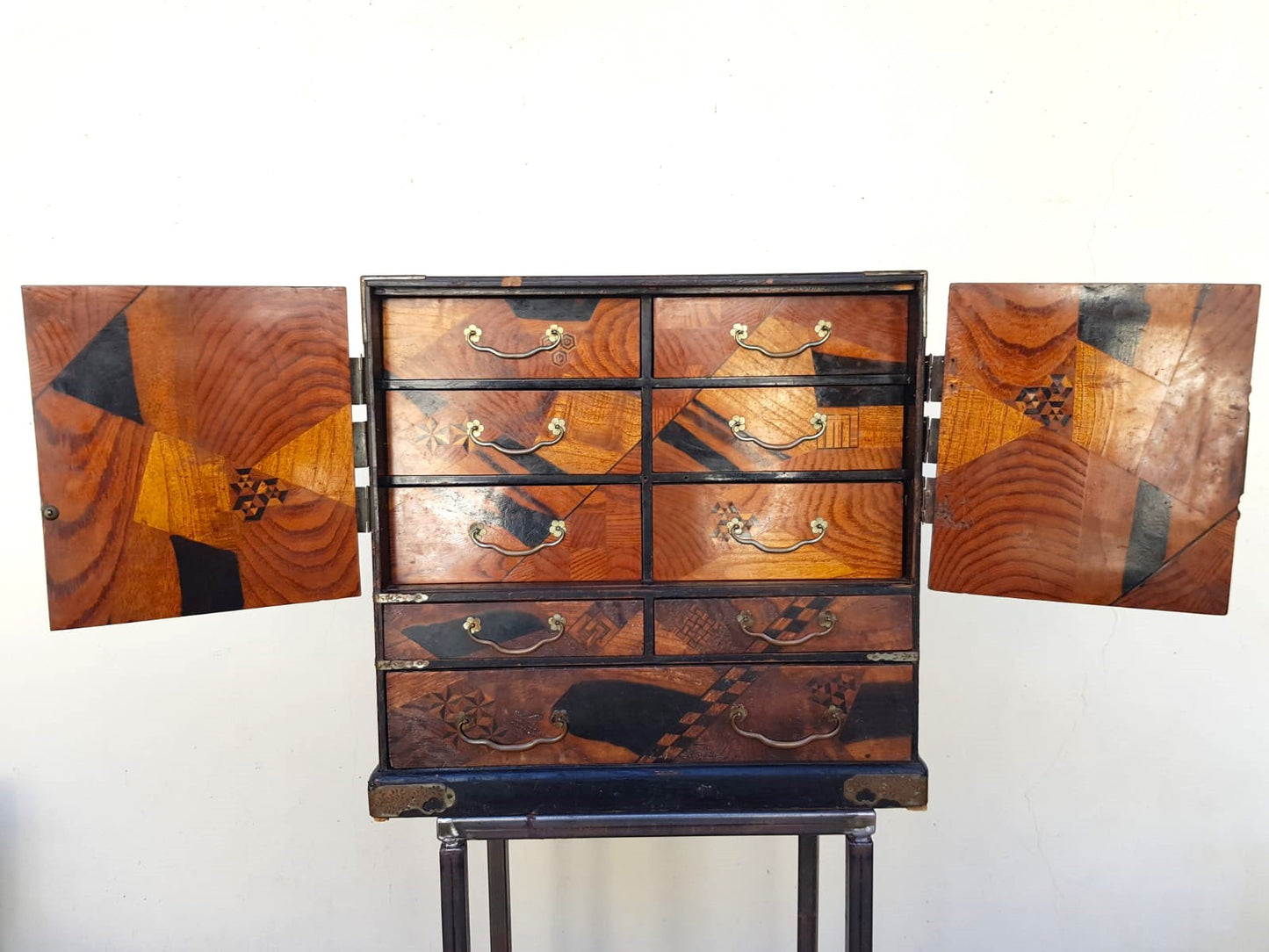 Antique Japanese Yosegi-Zaiku Kodansu Cabinet, Meiji Period, 19th Century