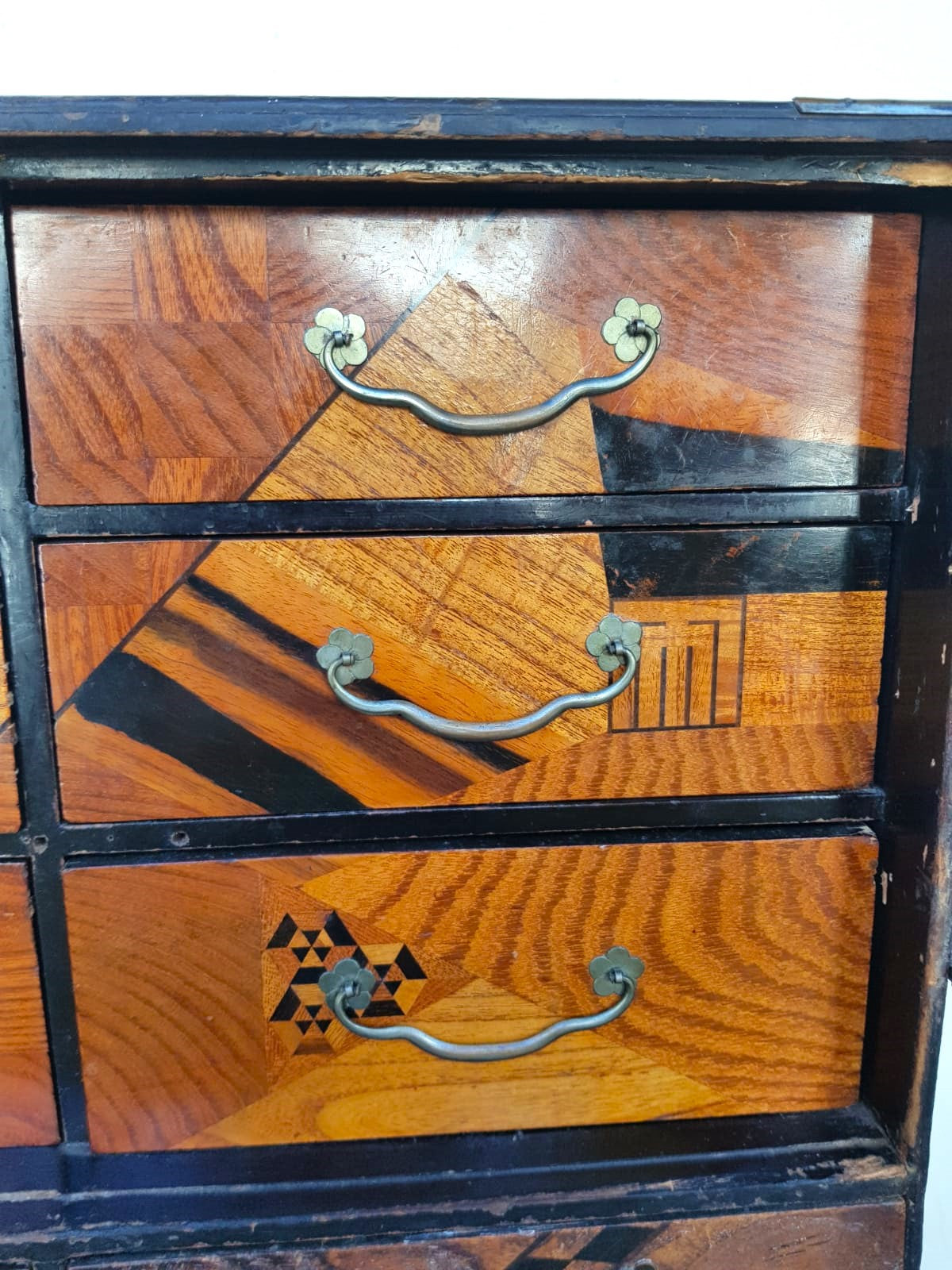 Antique Japanese Yosegi-Zaiku Kodansu Cabinet, Meiji Period, 19th Century