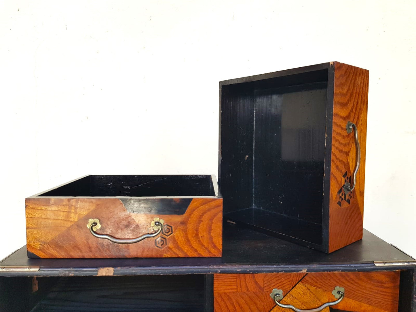 Antique Japanese Yosegi-Zaiku Kodansu Cabinet, Meiji Period, 19th Century