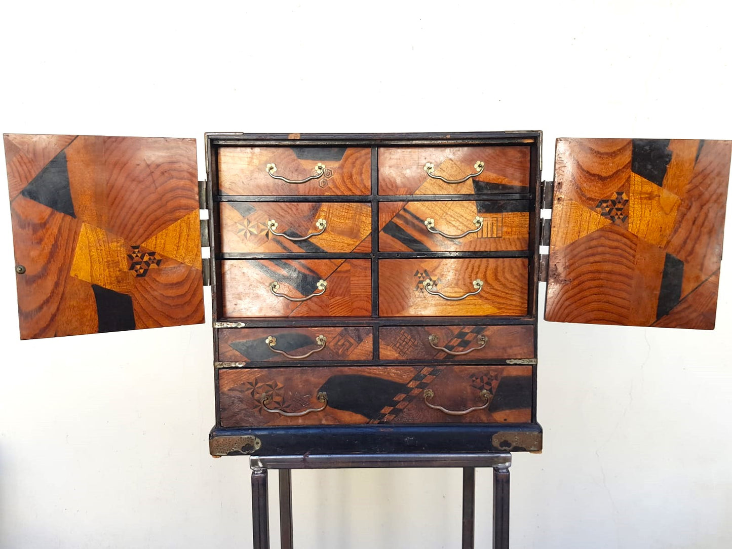 Antique Japanese Yosegi-Zaiku Kodansu Cabinet, Meiji Period, 19th Century