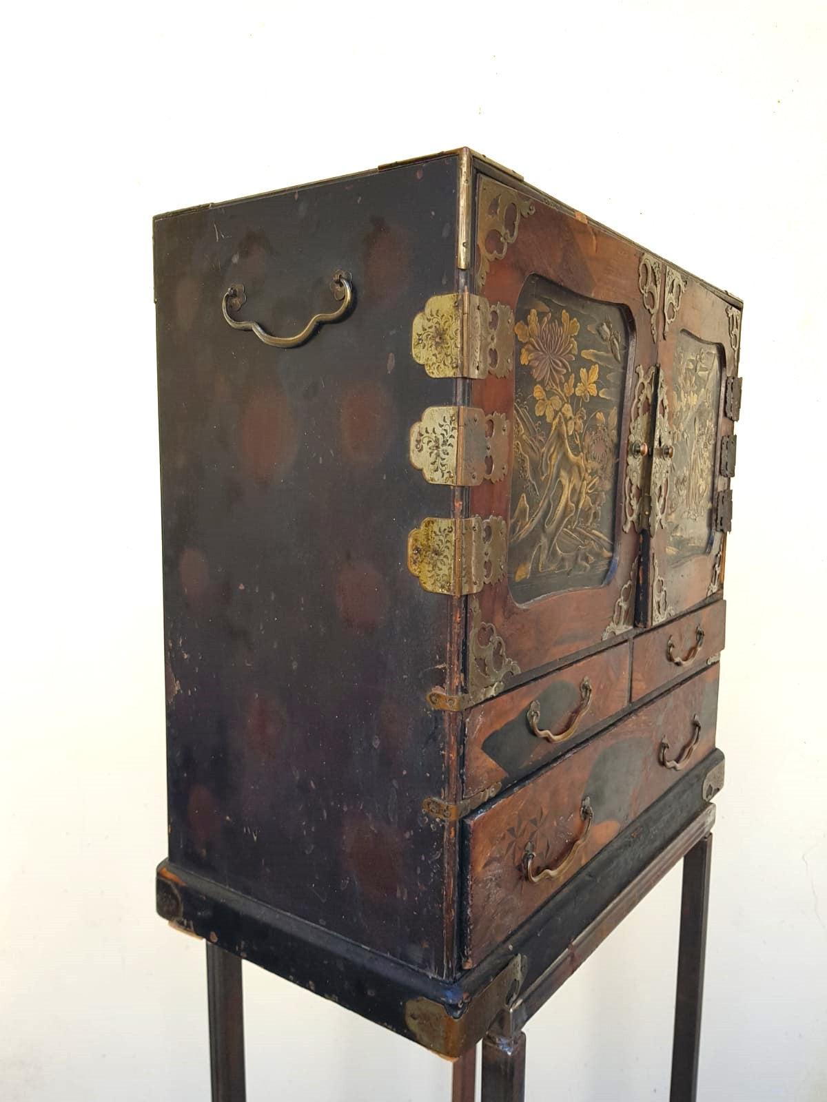 Antique Japanese Yosegi-Zaiku Kodansu Cabinet, Meiji Period, 19th Century