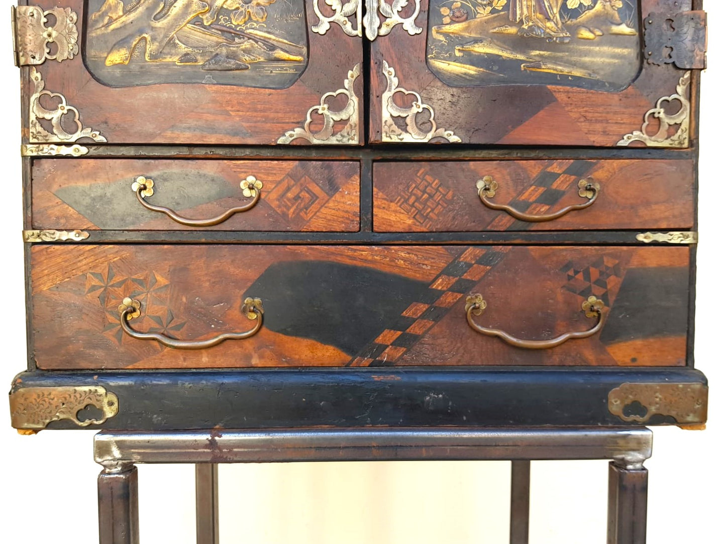 Antique Japanese Yosegi-Zaiku Kodansu Cabinet, Meiji Period, 19th Century